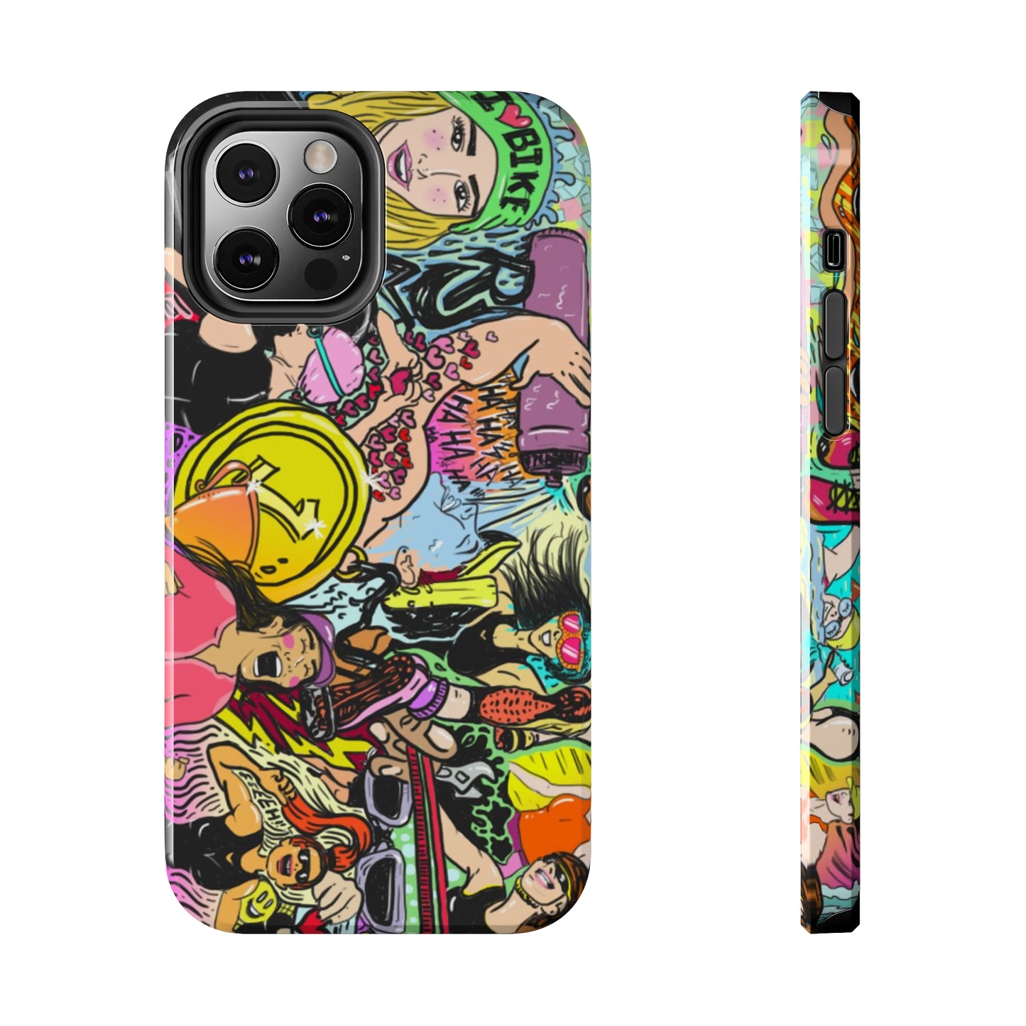 Colorful Graffiti Triathlon iPhone Case | Badass Women Triathletes | Impact-Resistant & Wireless Charging