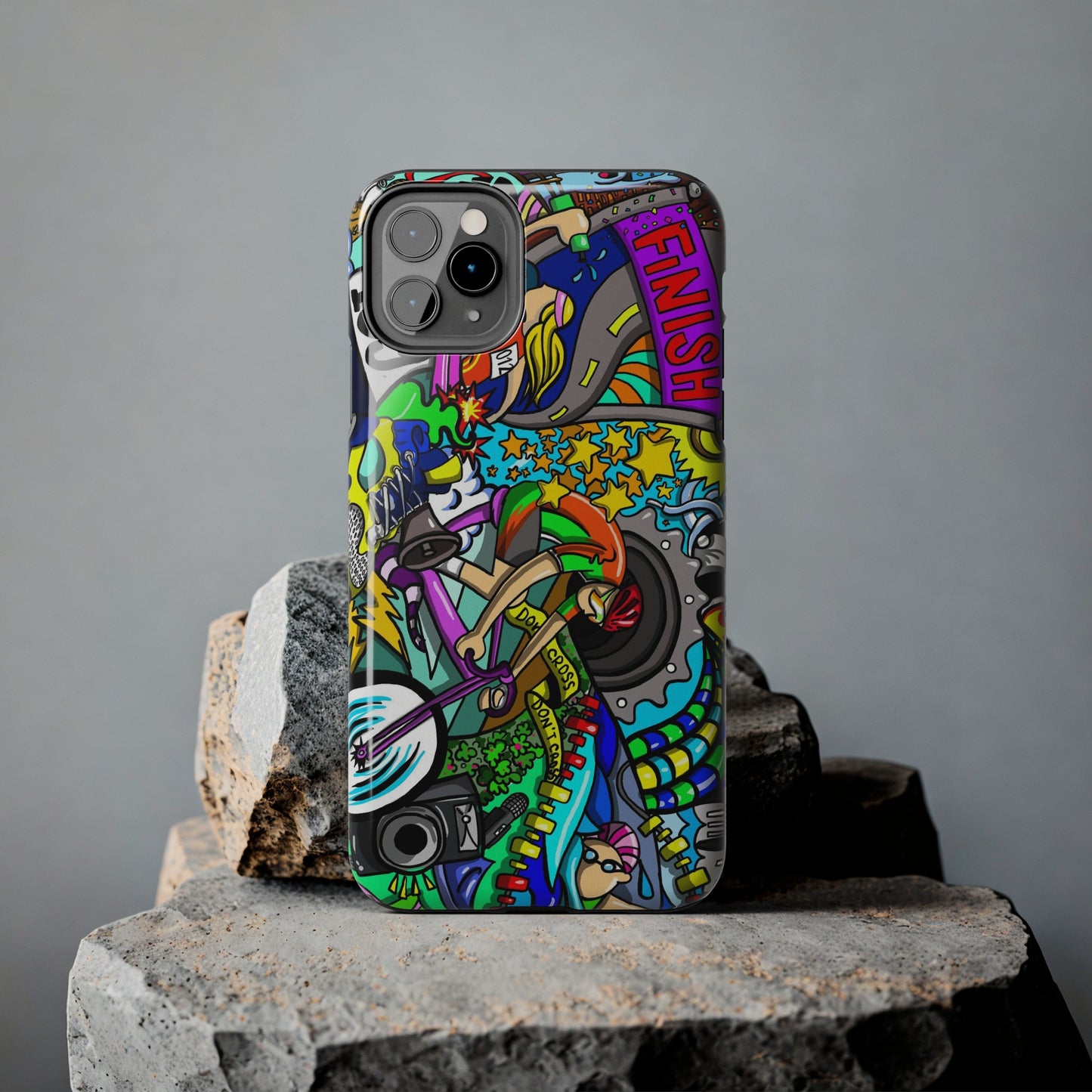 Colorful Triathlete Mural iPhone Case | Swim, Bike, Run Art | Lightweight & Impact-Resistant