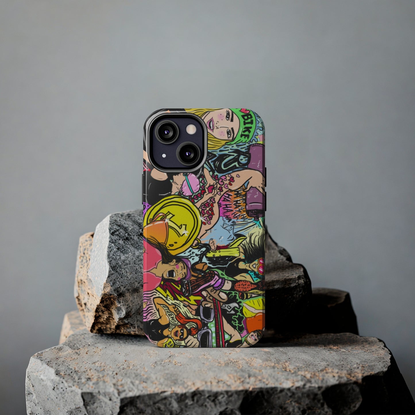 Colorful Graffiti Triathlon iPhone Case | Badass Women Triathletes | Impact-Resistant & Wireless Charging