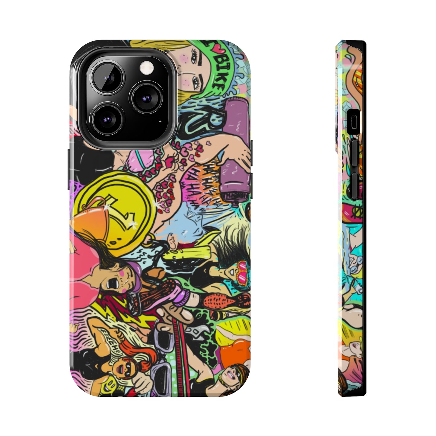 Colorful Graffiti Triathlon iPhone Case | Badass Women Triathletes | Impact-Resistant & Wireless Charging