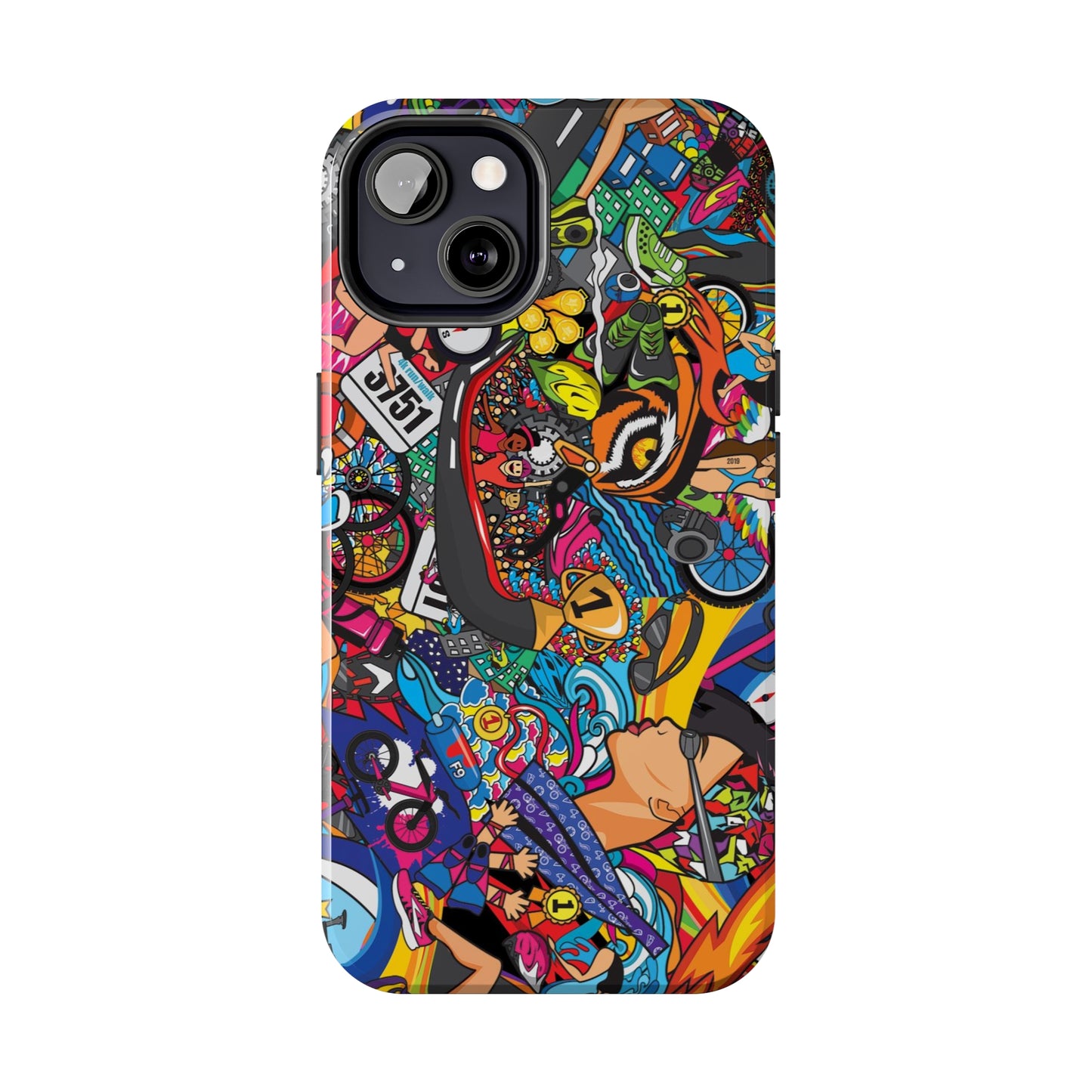 Diverse Women's Triathlete Mural iPhone Case | Swim, Bike, Run Art | Lightweight & Impact-Resistant