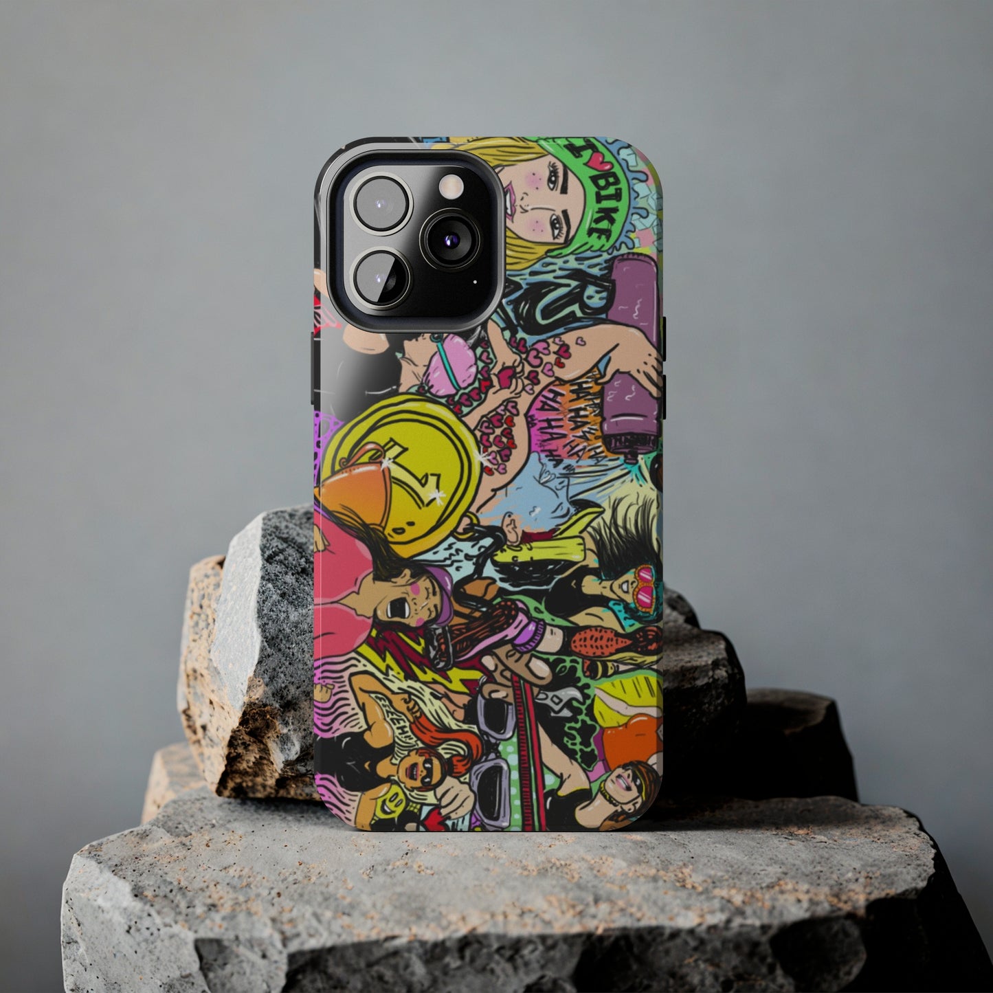 Colorful Graffiti Triathlon iPhone Case | Badass Women Triathletes | Impact-Resistant & Wireless Charging