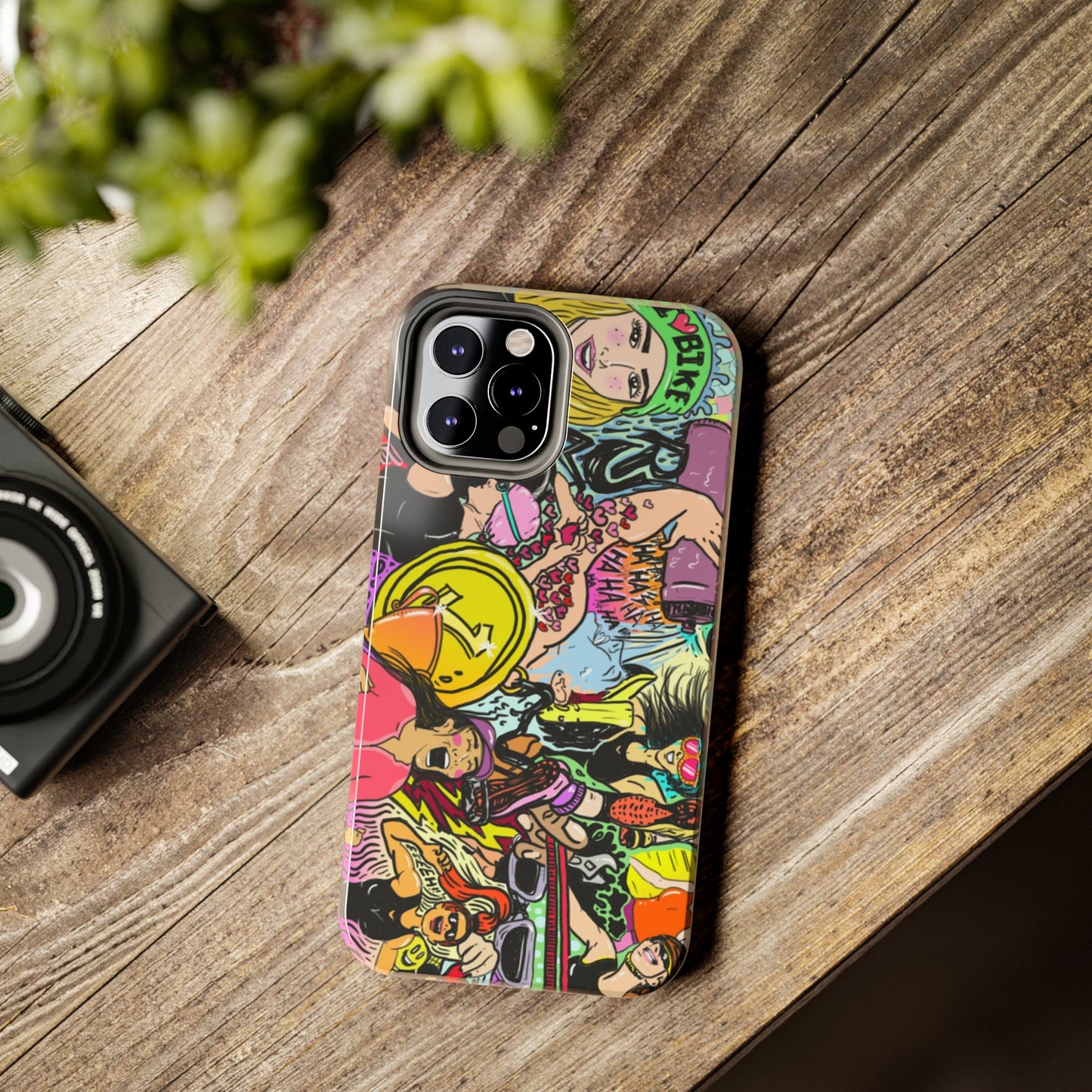 Colorful Graffiti Triathlon iPhone Case | Badass Women Triathletes | Impact-Resistant & Wireless Charging