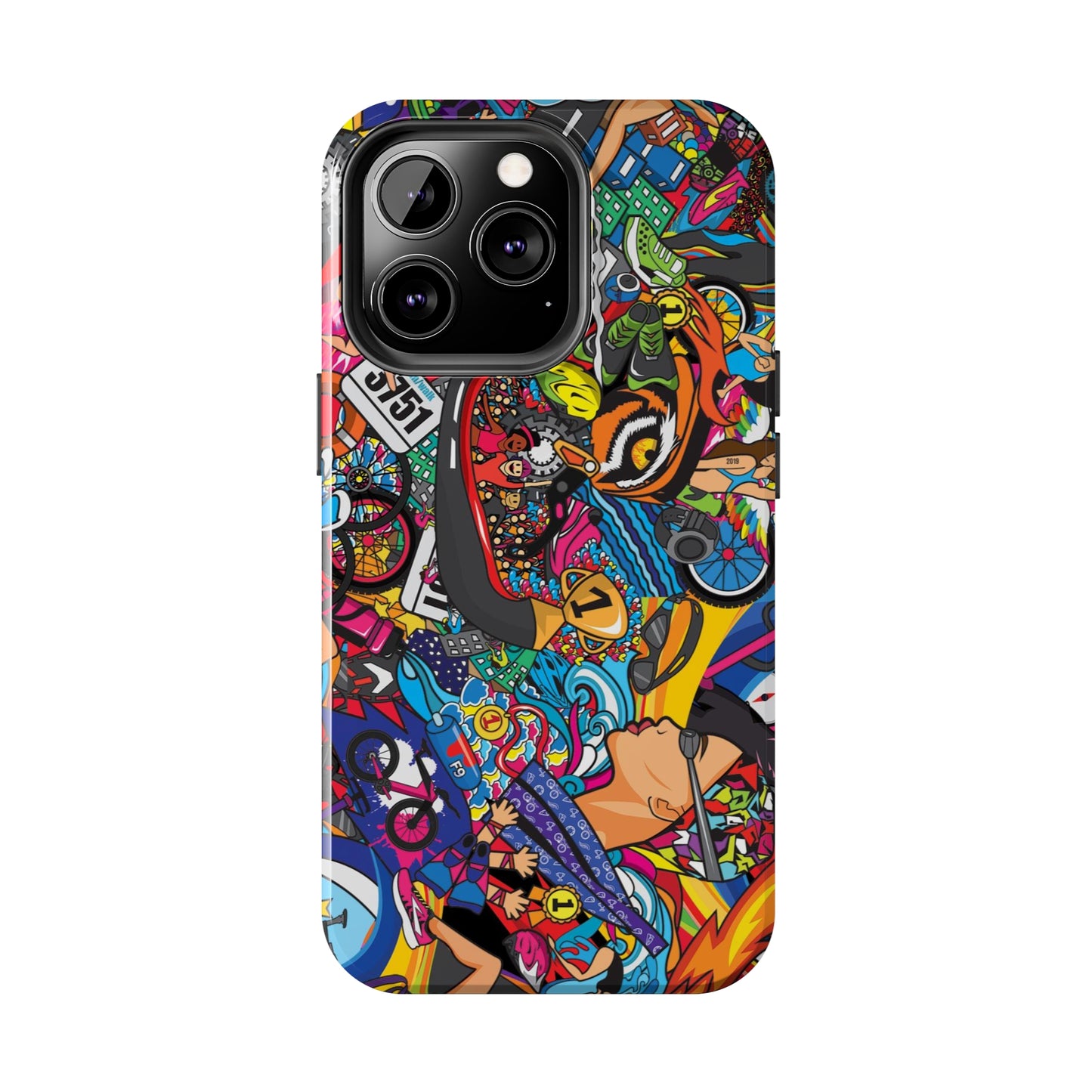 Diverse Women's Triathlete Mural iPhone Case | Swim, Bike, Run Art | Lightweight & Impact-Resistant