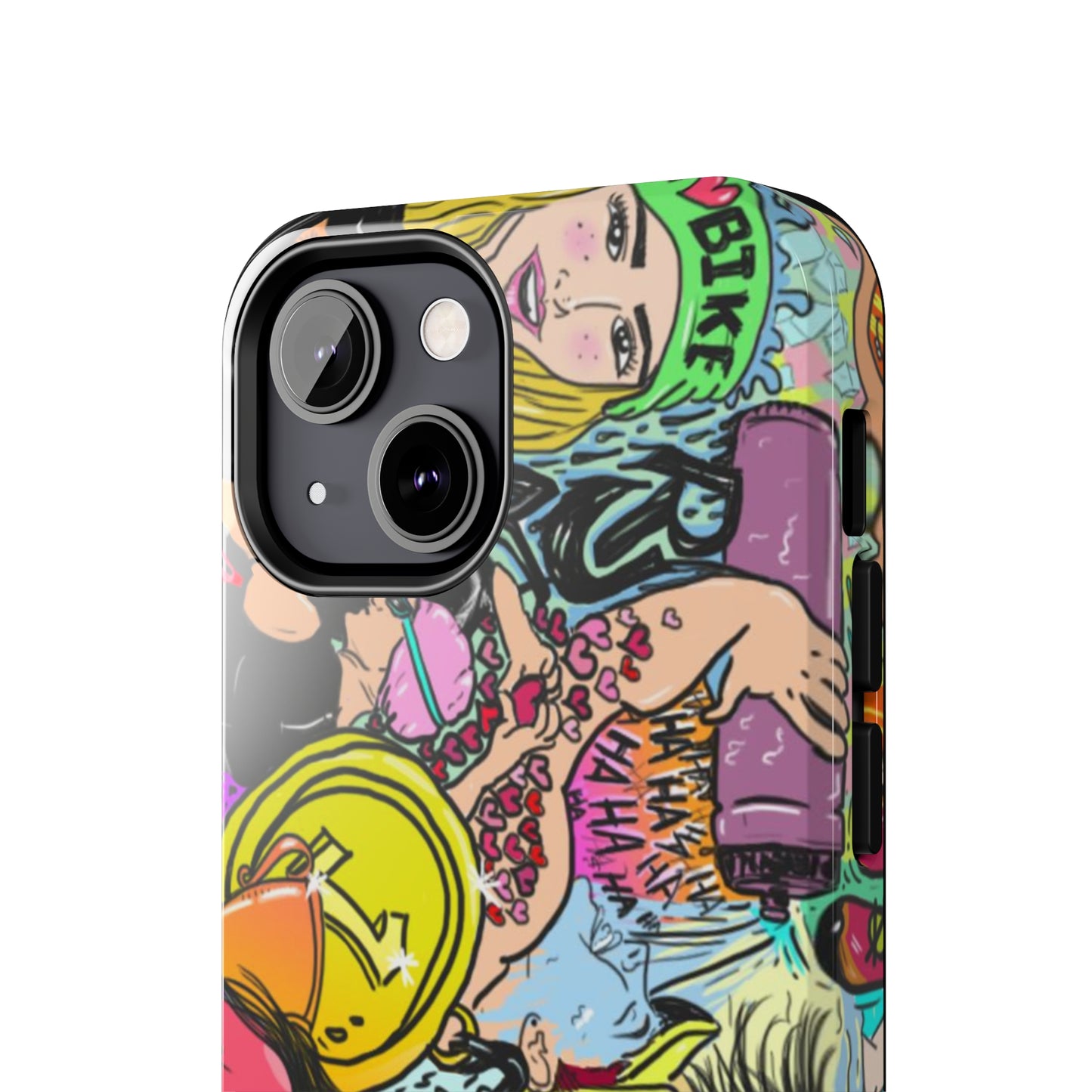 Colorful Graffiti Triathlon iPhone Case | Badass Women Triathletes | Impact-Resistant & Wireless Charging