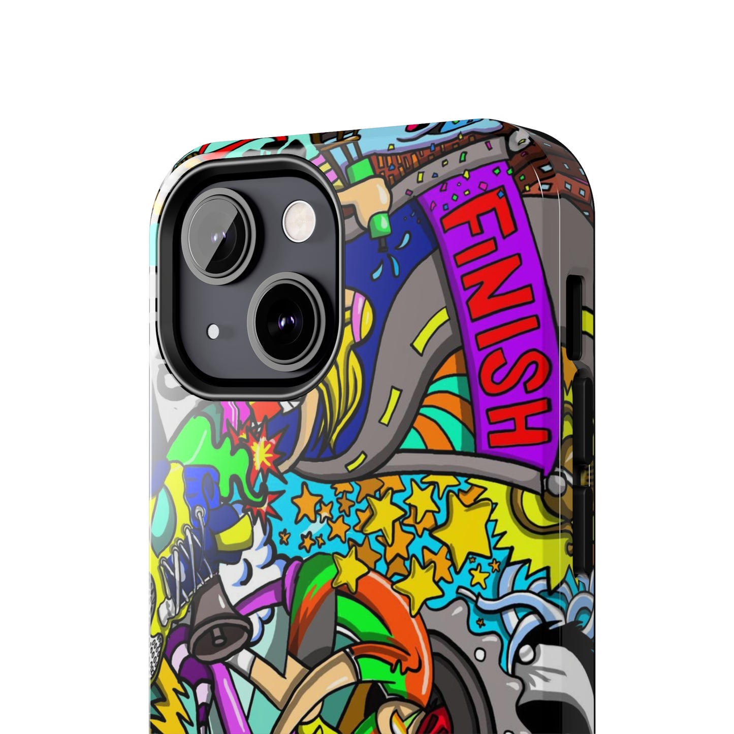 Colorful Triathlete Mural iPhone Case | Swim, Bike, Run Art | Lightweight & Impact-Resistant