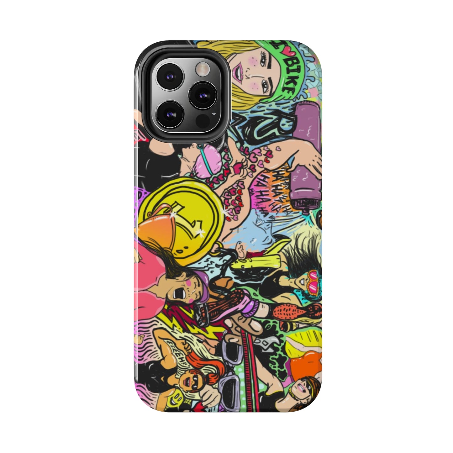 Colorful Graffiti Triathlon iPhone Case | Badass Women Triathletes | Impact-Resistant & Wireless Charging