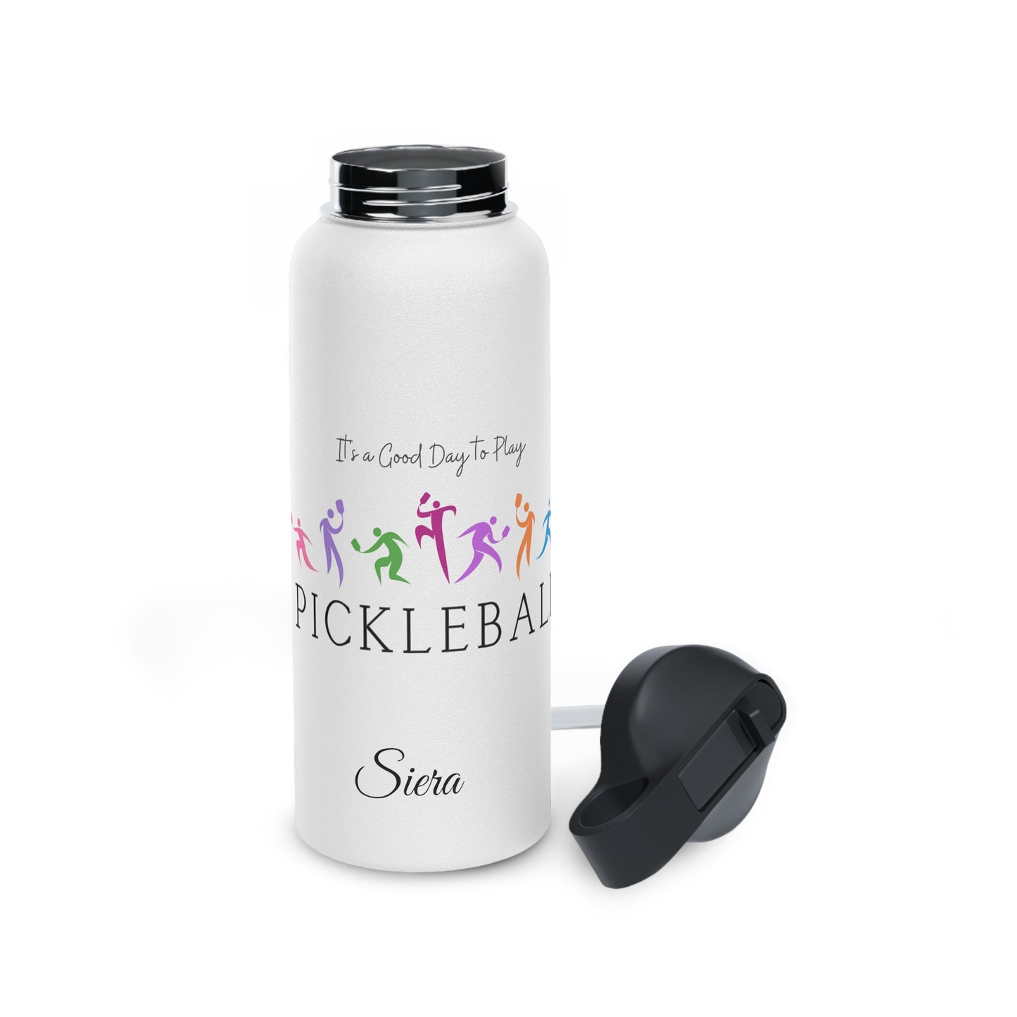 Pickleball Water Bottle, Personalized Pickleball Water Bottle, Custom Pickleball Stainless Steel Water Bottle 12 ounce 18 ounce 32 ounce