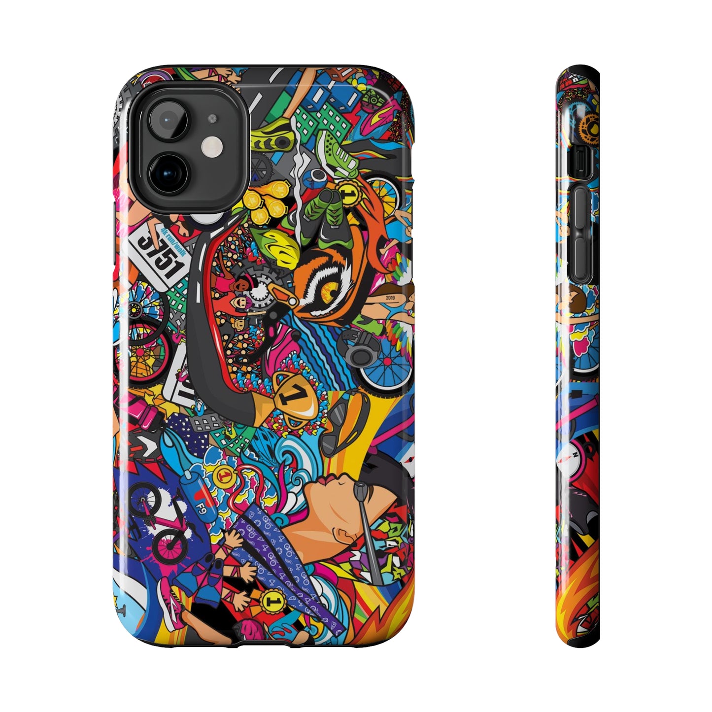 Diverse Women's Triathlete Mural iPhone Case | Swim, Bike, Run Art | Lightweight & Impact-Resistant