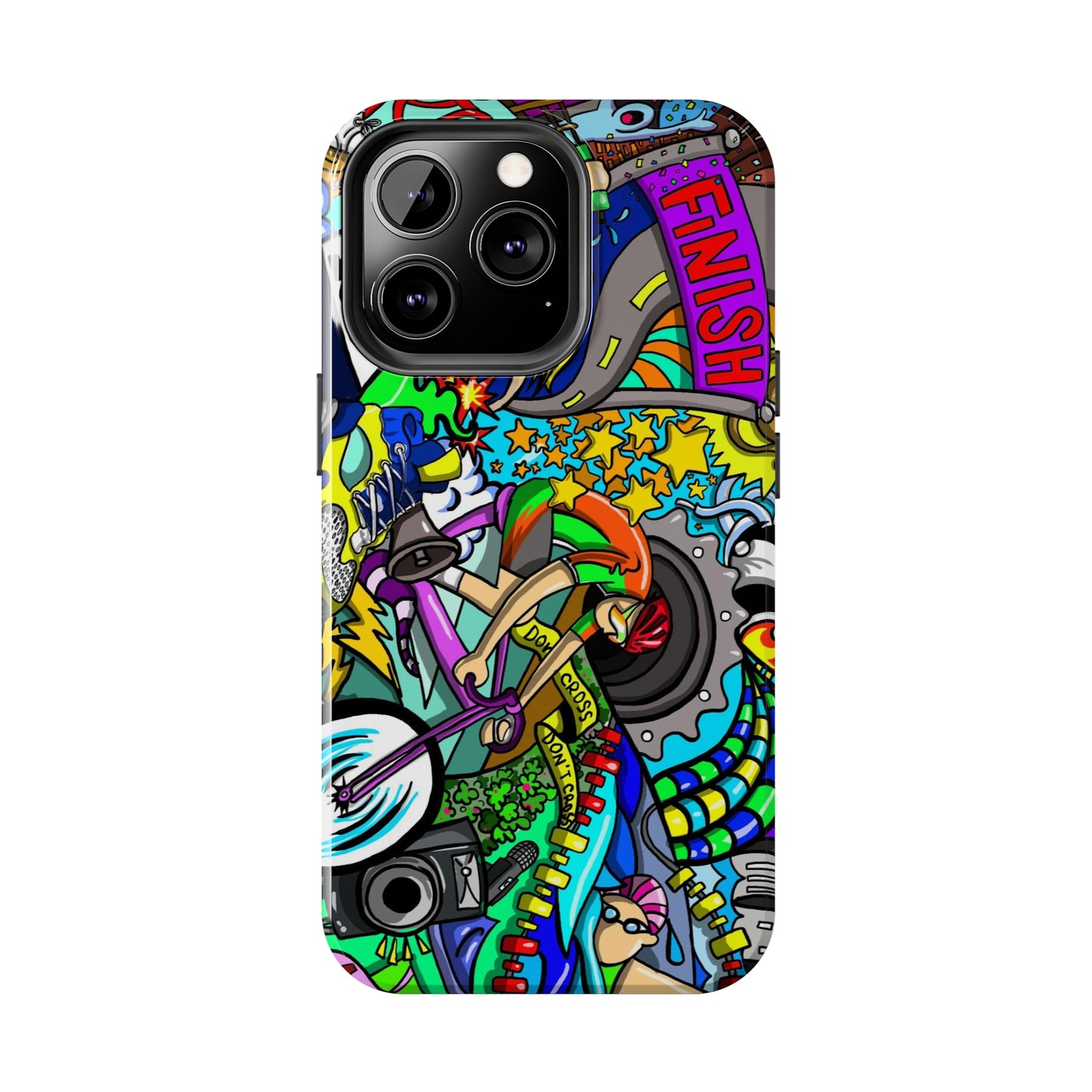 Colorful Triathlete Mural iPhone Case | Swim, Bike, Run Art | Lightweight & Impact-Resistant