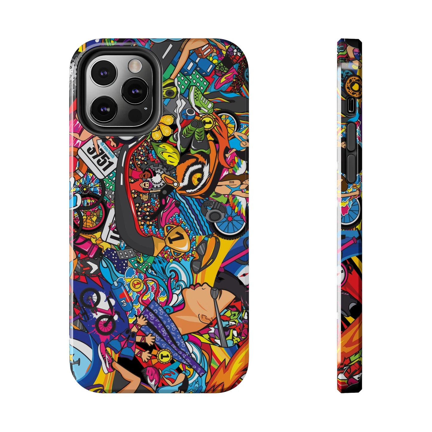 Diverse Women's Triathlete Mural iPhone Case | Swim, Bike, Run Art | Lightweight & Impact-Resistant