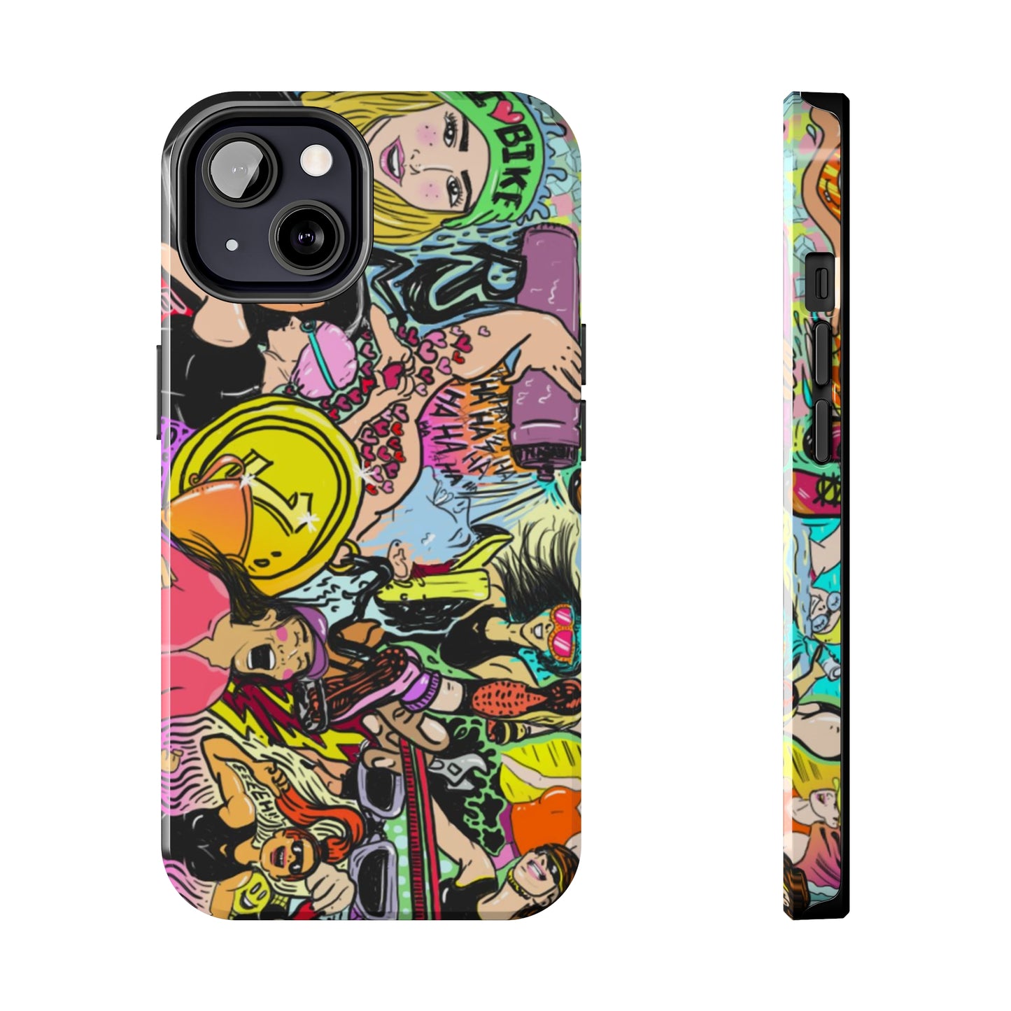 Colorful Graffiti Triathlon iPhone Case | Badass Women Triathletes | Impact-Resistant & Wireless Charging