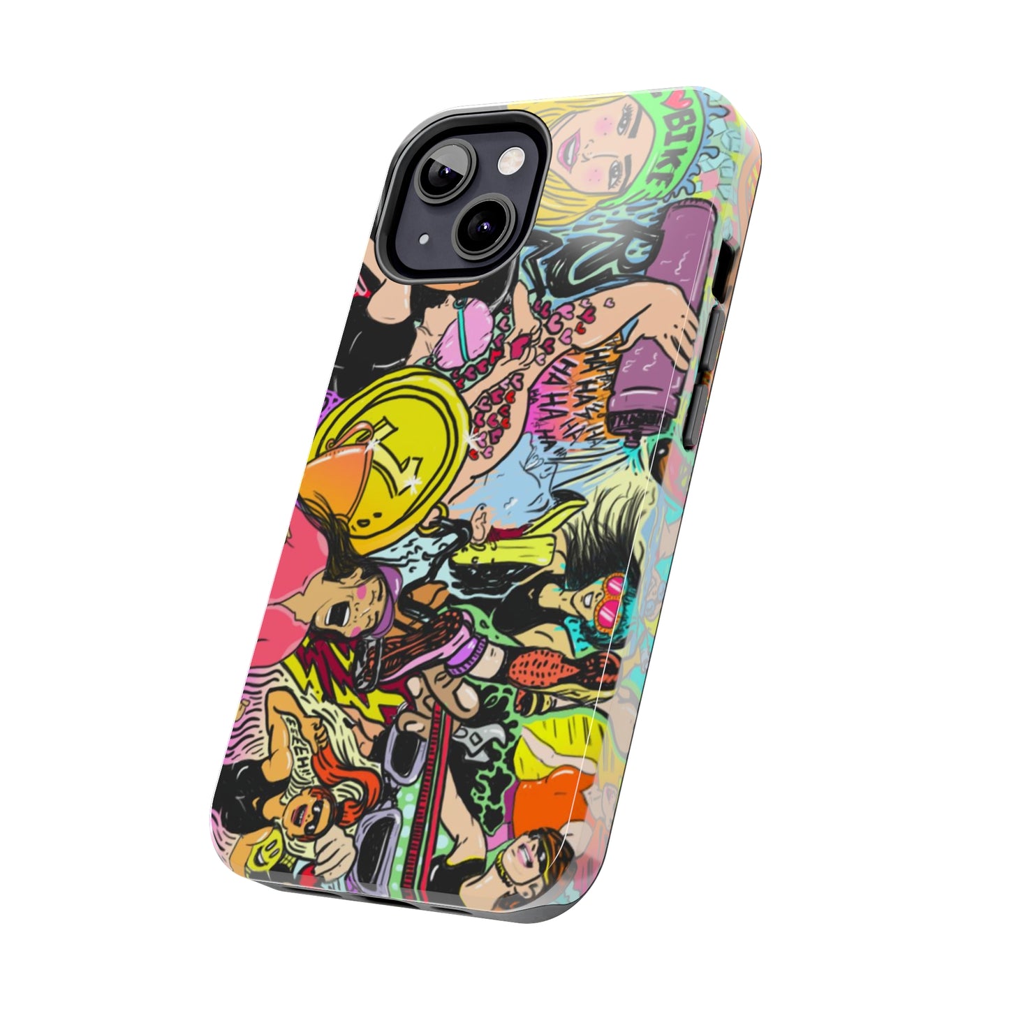 Colorful Graffiti Triathlon iPhone Case | Badass Women Triathletes | Impact-Resistant & Wireless Charging