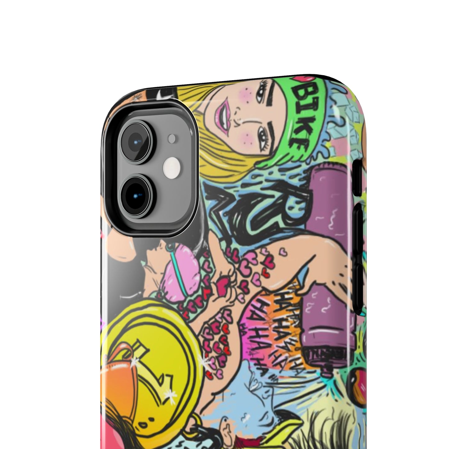 Colorful Graffiti Triathlon iPhone Case | Badass Women Triathletes | Impact-Resistant & Wireless Charging