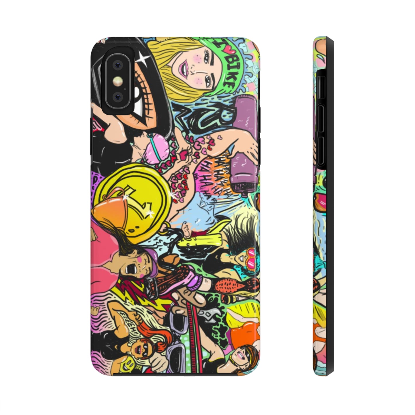 Colorful Graffiti Triathlon iPhone Case | Badass Women Triathletes | Impact-Resistant & Wireless Charging