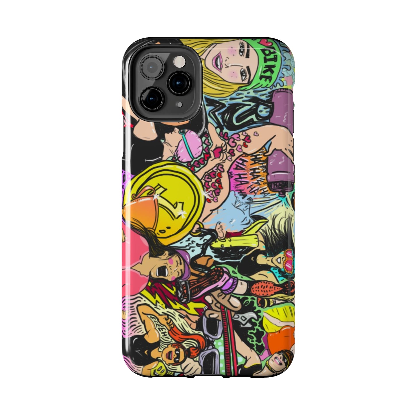 Colorful Graffiti Triathlon iPhone Case | Badass Women Triathletes | Impact-Resistant & Wireless Charging