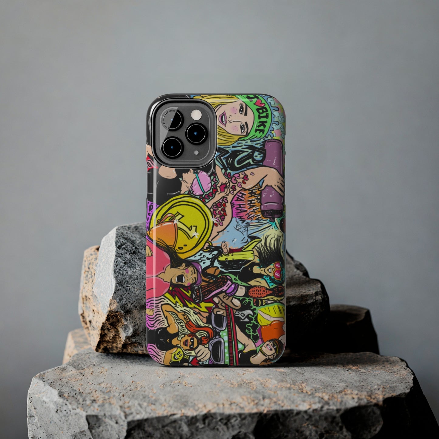 Colorful Graffiti Triathlon iPhone Case | Badass Women Triathletes | Impact-Resistant & Wireless Charging