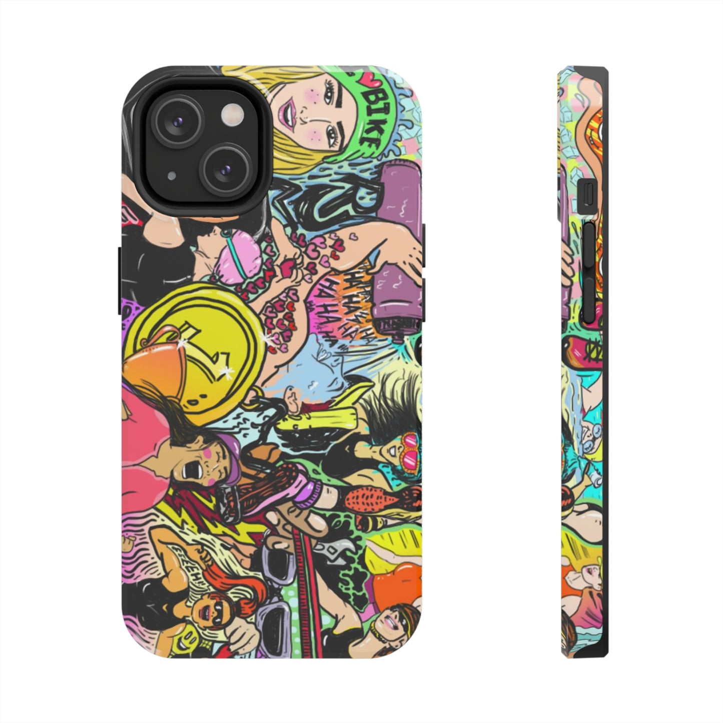 Colorful Graffiti Triathlon iPhone Case | Badass Women Triathletes | Impact-Resistant & Wireless Charging