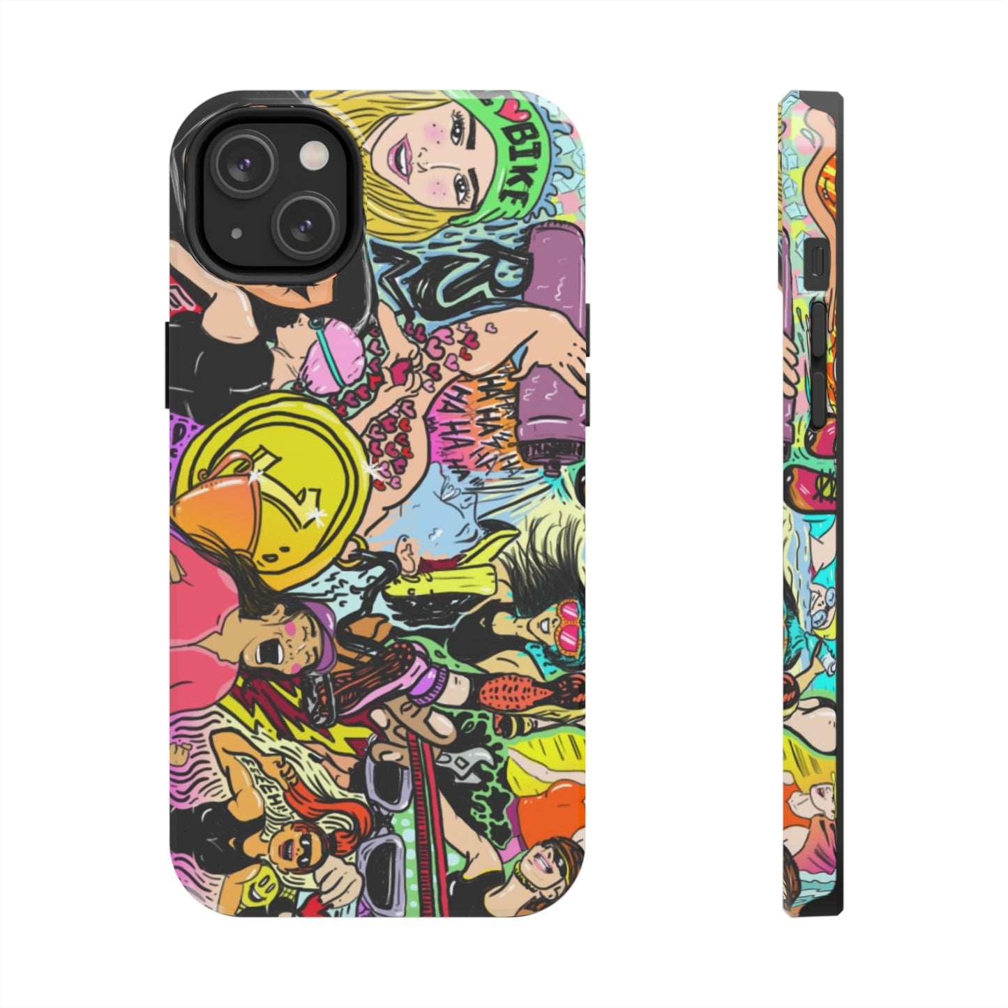 Colorful Graffiti Triathlon iPhone Case | Badass Women Triathletes | Impact-Resistant & Wireless Charging