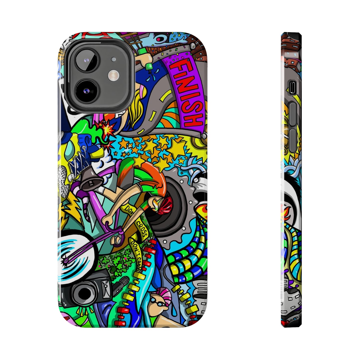 Colorful Triathlete Mural iPhone Case | Swim, Bike, Run Art | Lightweight & Impact-Resistant