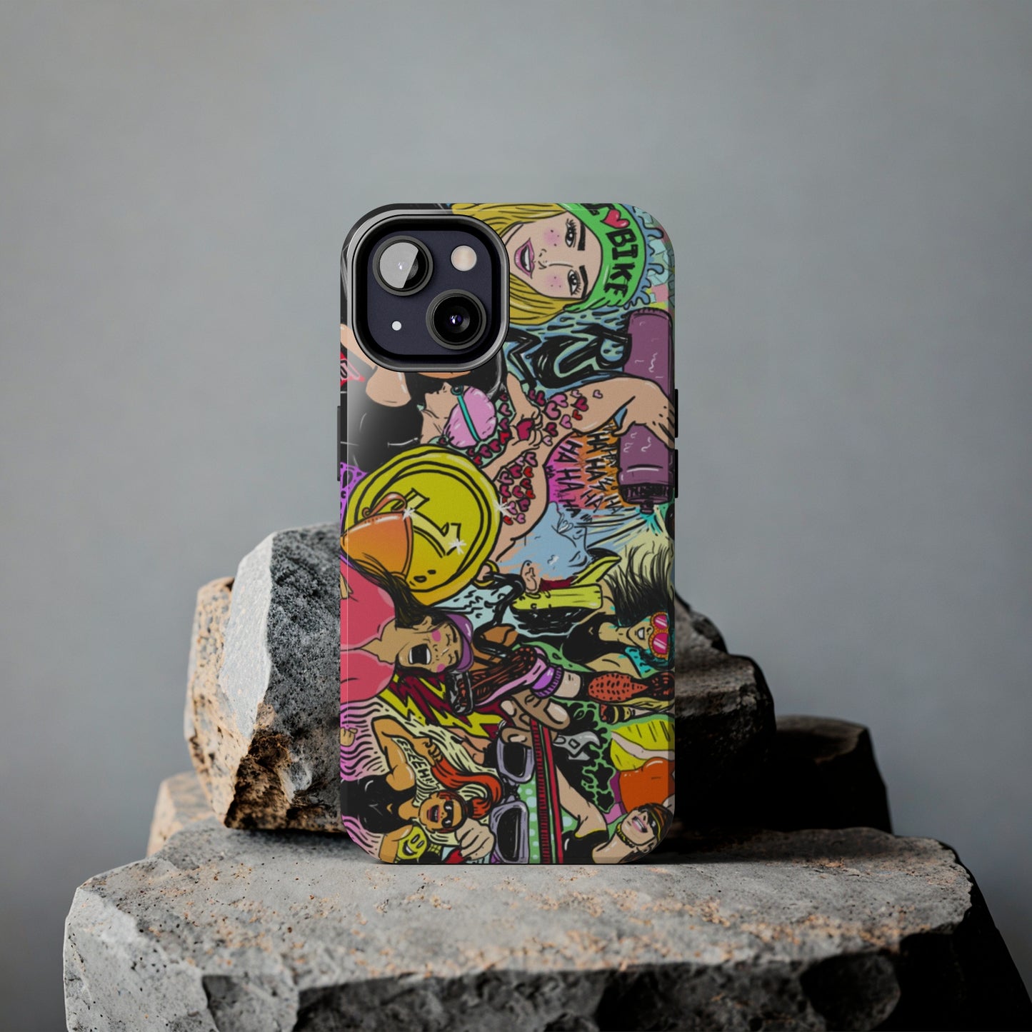 Colorful Graffiti Triathlon iPhone Case | Badass Women Triathletes | Impact-Resistant & Wireless Charging