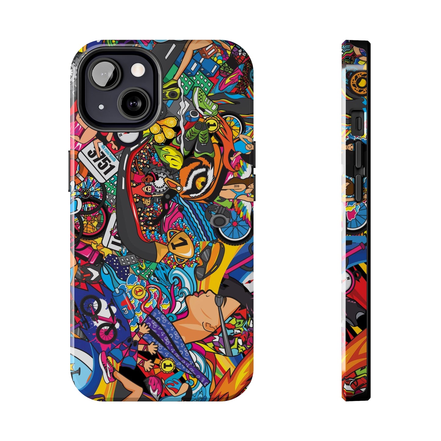 Diverse Women's Triathlete Mural iPhone Case | Swim, Bike, Run Art | Lightweight & Impact-Resistant