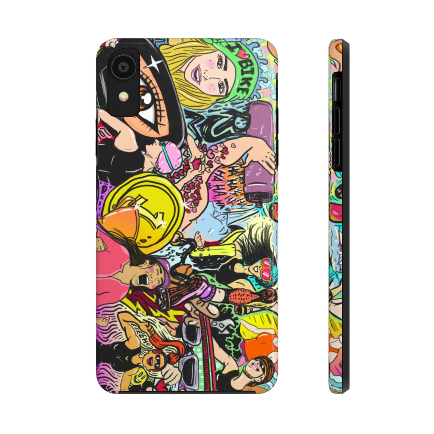 Colorful Graffiti Triathlon iPhone Case | Badass Women Triathletes | Impact-Resistant & Wireless Charging