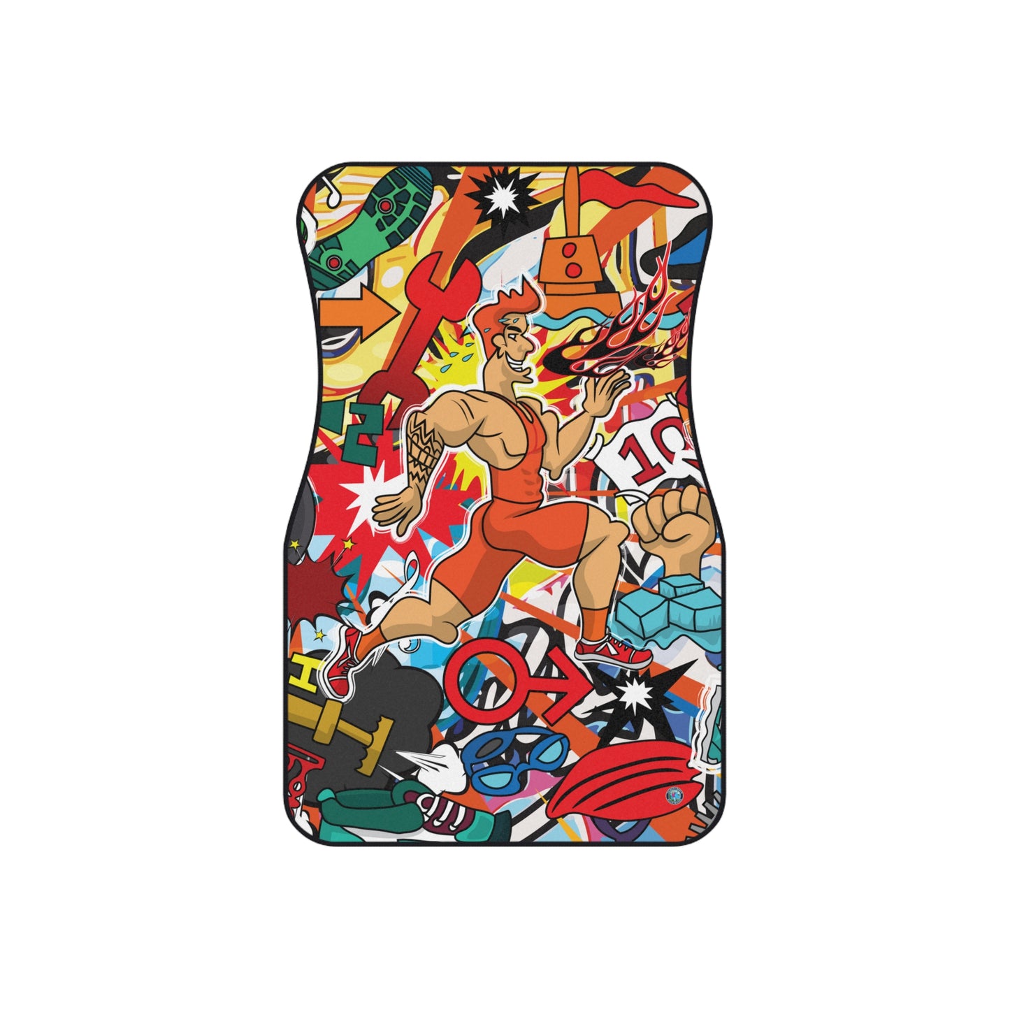 Colorful and Whimsical Triathlon Car Mats Set | Multisport Endurance Race Humor