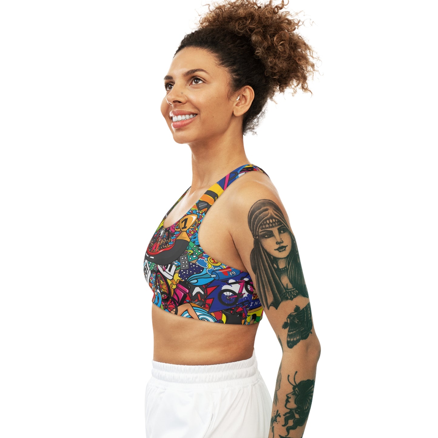 Triathlon-Inspired Seamless Women's Sports Bra | Artistic Mural Design