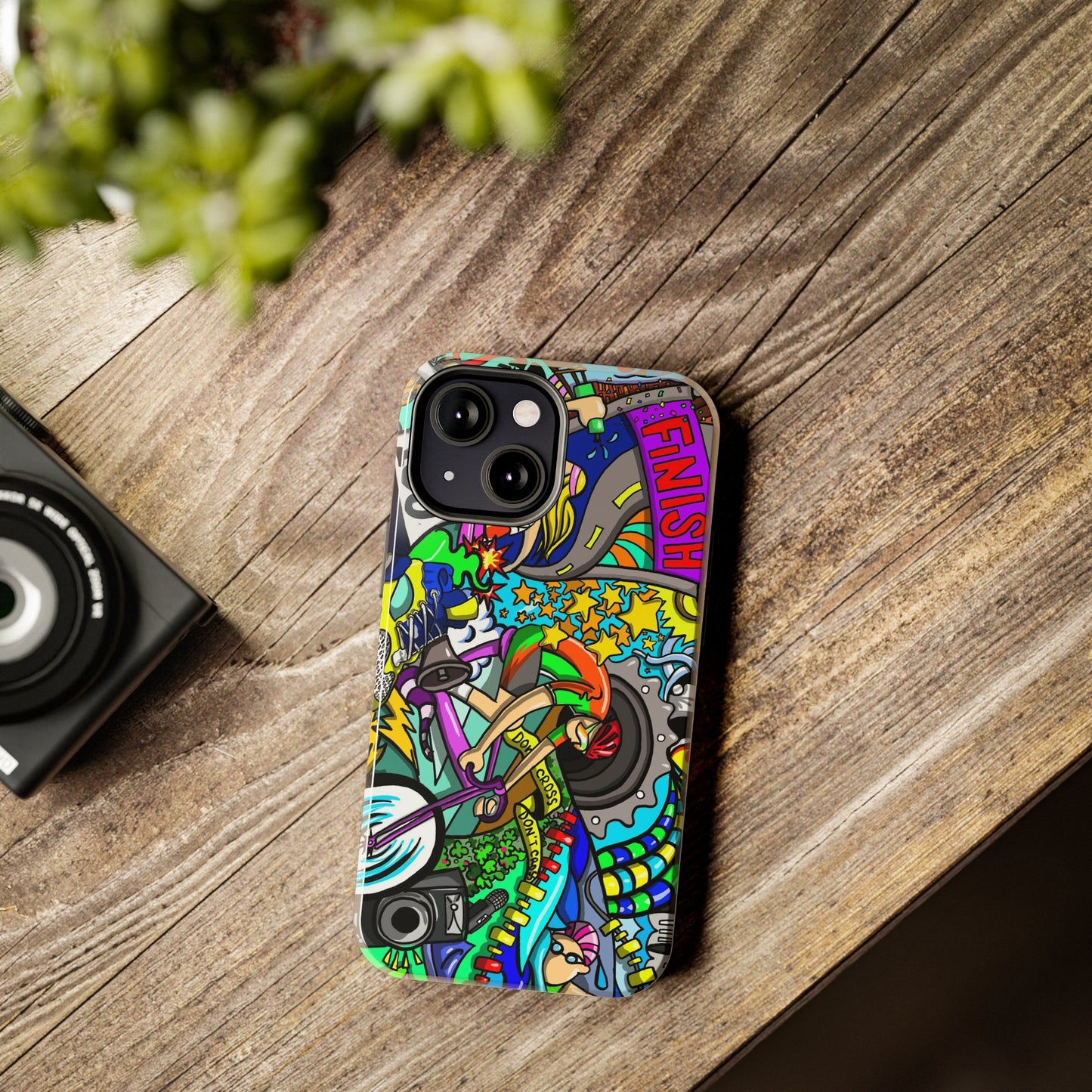 Colorful Triathlete Mural iPhone Case | Swim, Bike, Run Art | Lightweight & Impact-Resistant