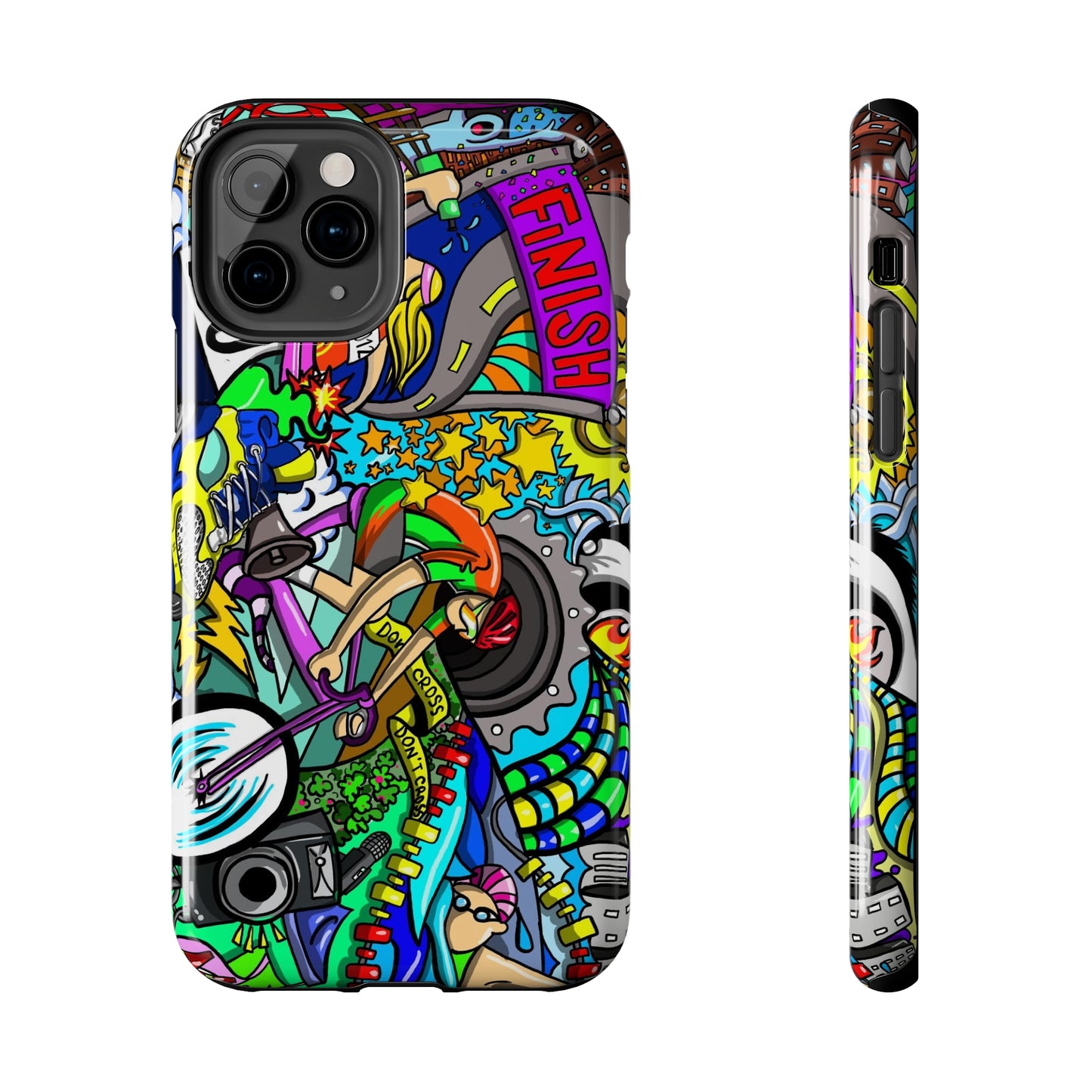 Colorful Triathlete Mural iPhone Case | Swim, Bike, Run Art | Lightweight & Impact-Resistant