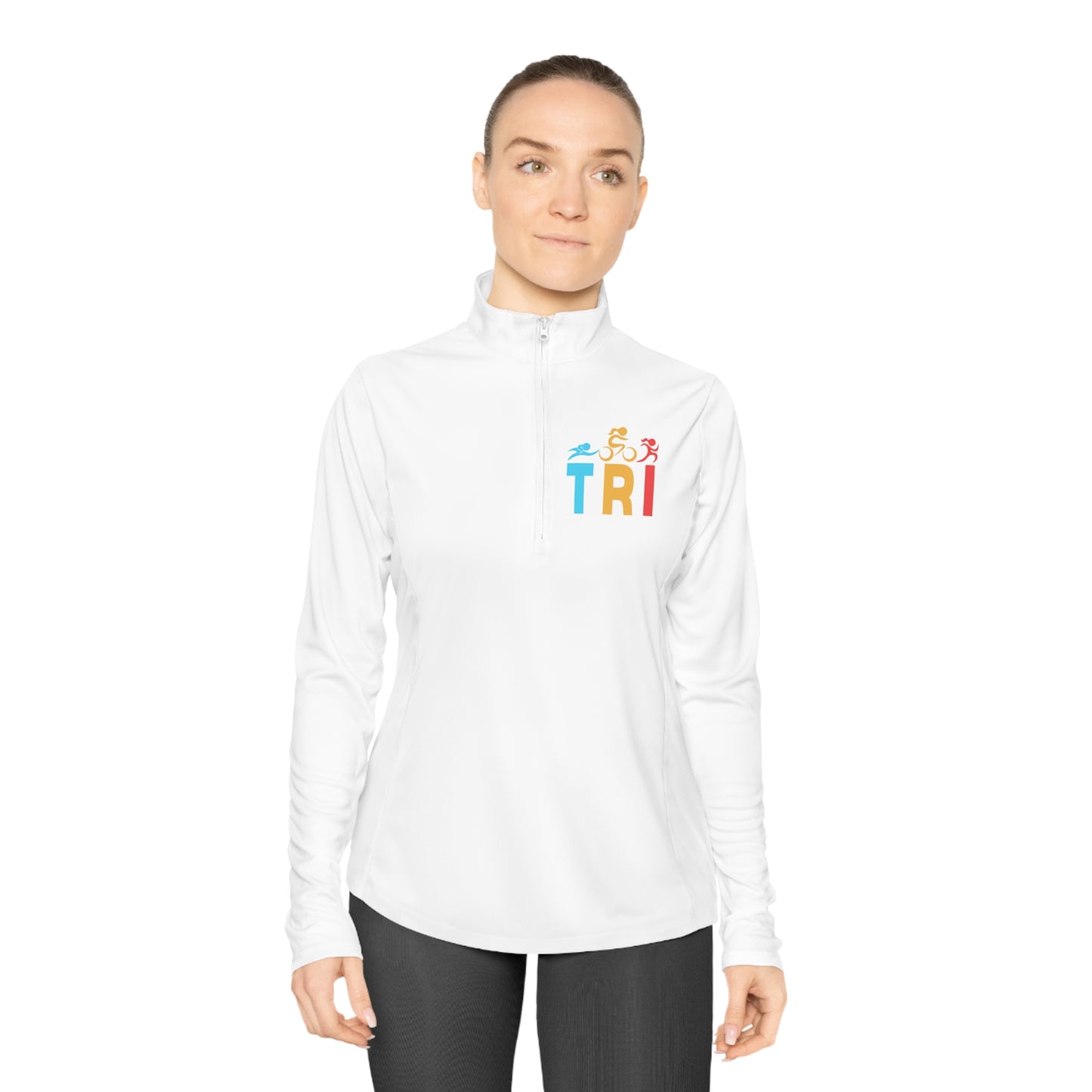 Sport-Tek Women's Quarter-Zip Triathlete Pullover | Swim, Bike, Run Logo | Retro TRI