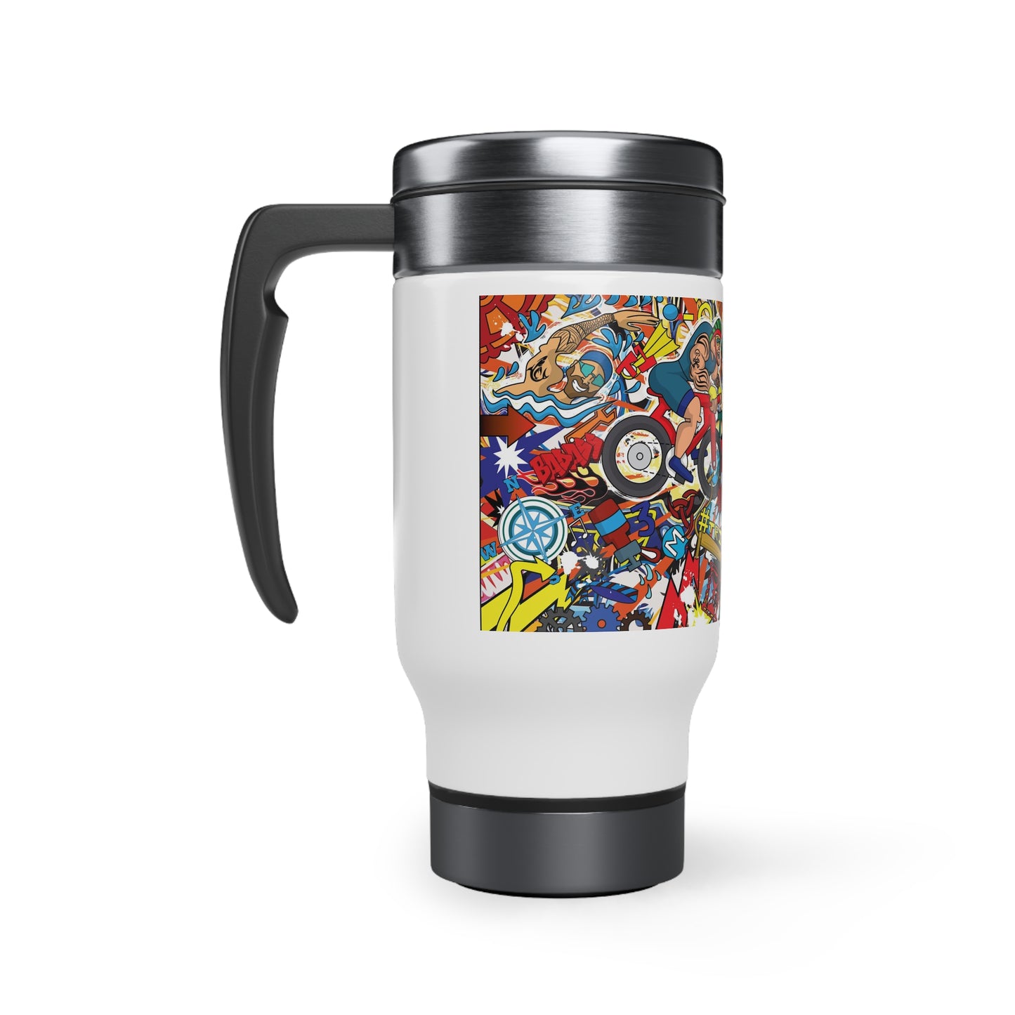 Macho Men Triathletes Stainless Steel Travel Mug - Sip & Stride with Swagger!