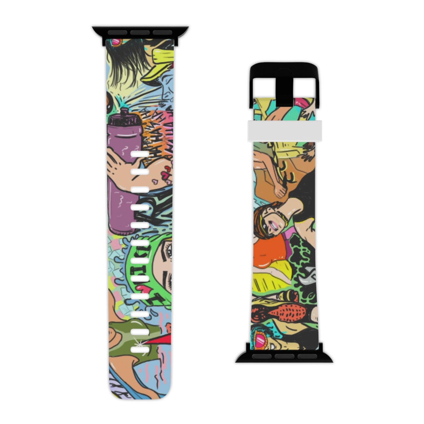 Colorful Women's Triathlon Graffiti Apple Watch Band | Swim, Bike, Run Design | Sweat-Proof & Premium Quality