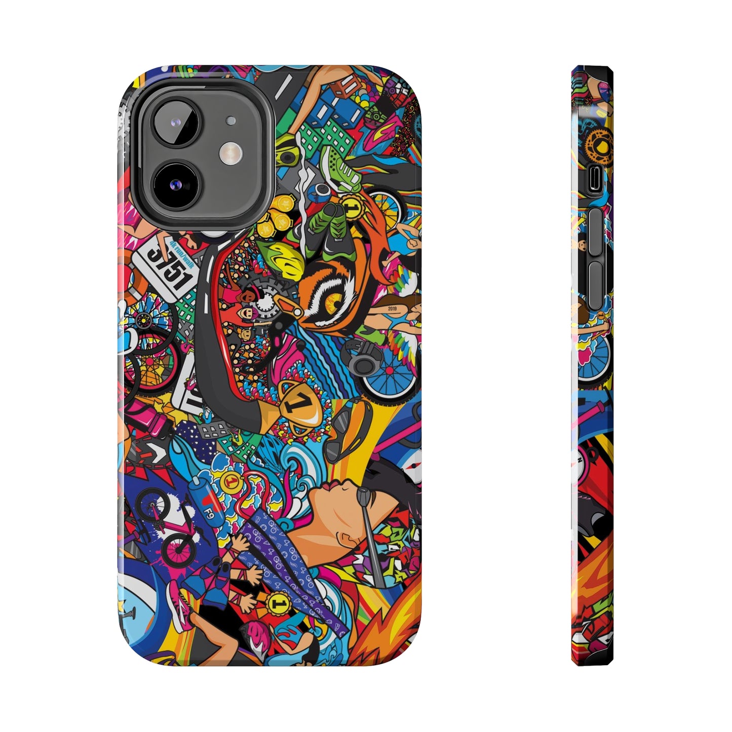 Diverse Women's Triathlete Mural iPhone Case | Swim, Bike, Run Art | Lightweight & Impact-Resistant