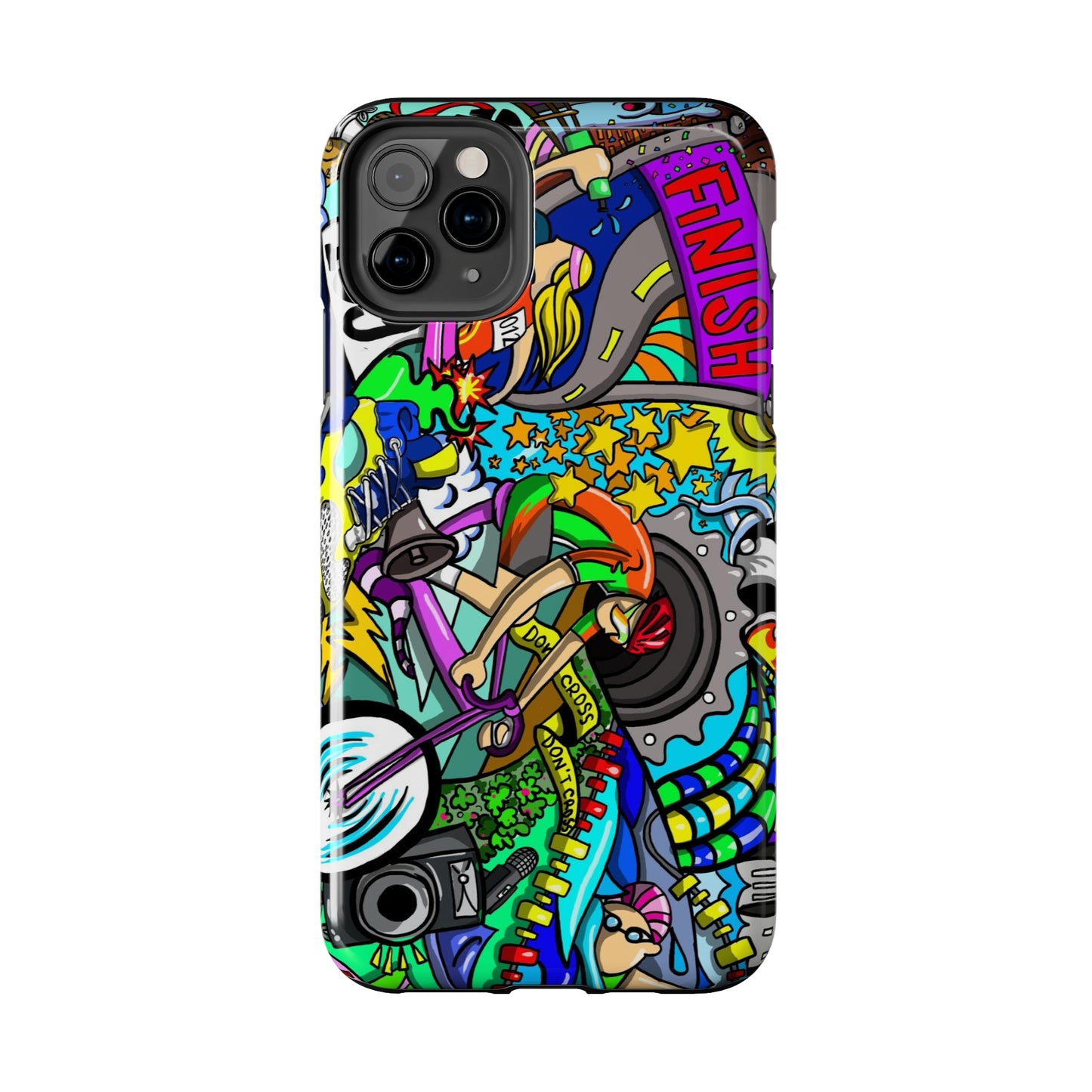 Colorful Triathlete Mural iPhone Case | Swim, Bike, Run Art | Lightweight & Impact-Resistant