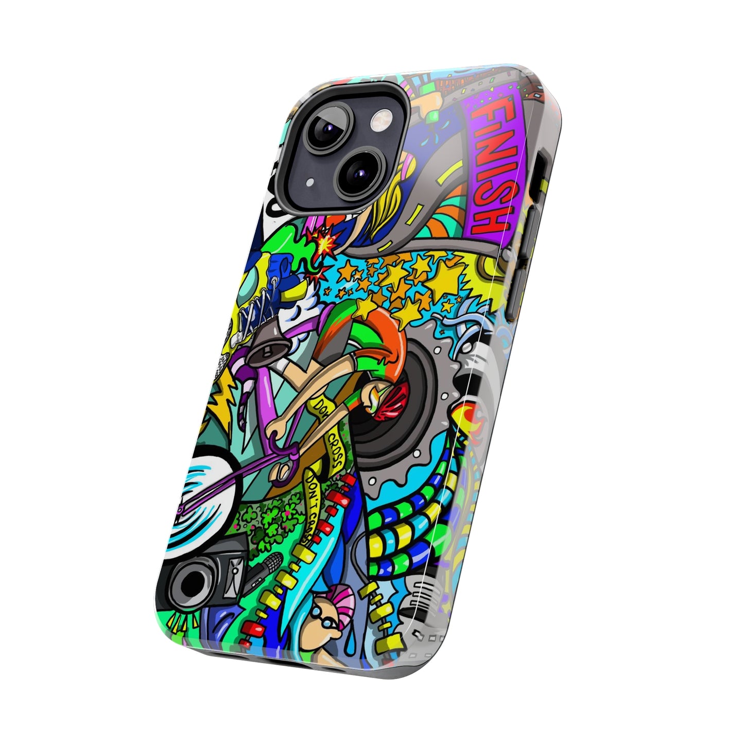 Colorful Triathlete Mural iPhone Case | Swim, Bike, Run Art | Lightweight & Impact-Resistant