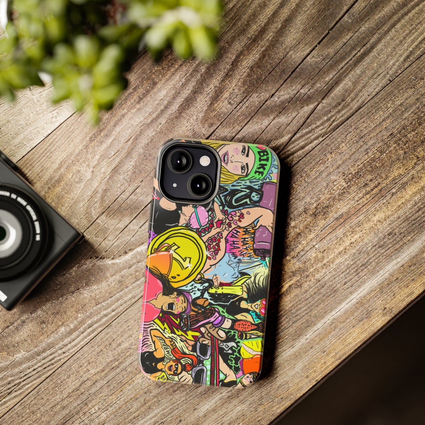 Colorful Graffiti Triathlon iPhone Case | Badass Women Triathletes | Impact-Resistant & Wireless Charging