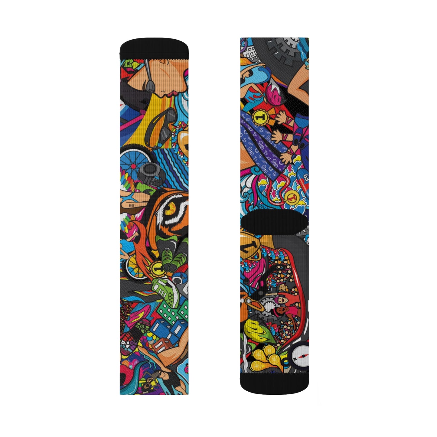 Triathlon-Inspired Women's Artistic Socks | Multisport Endurance Mural