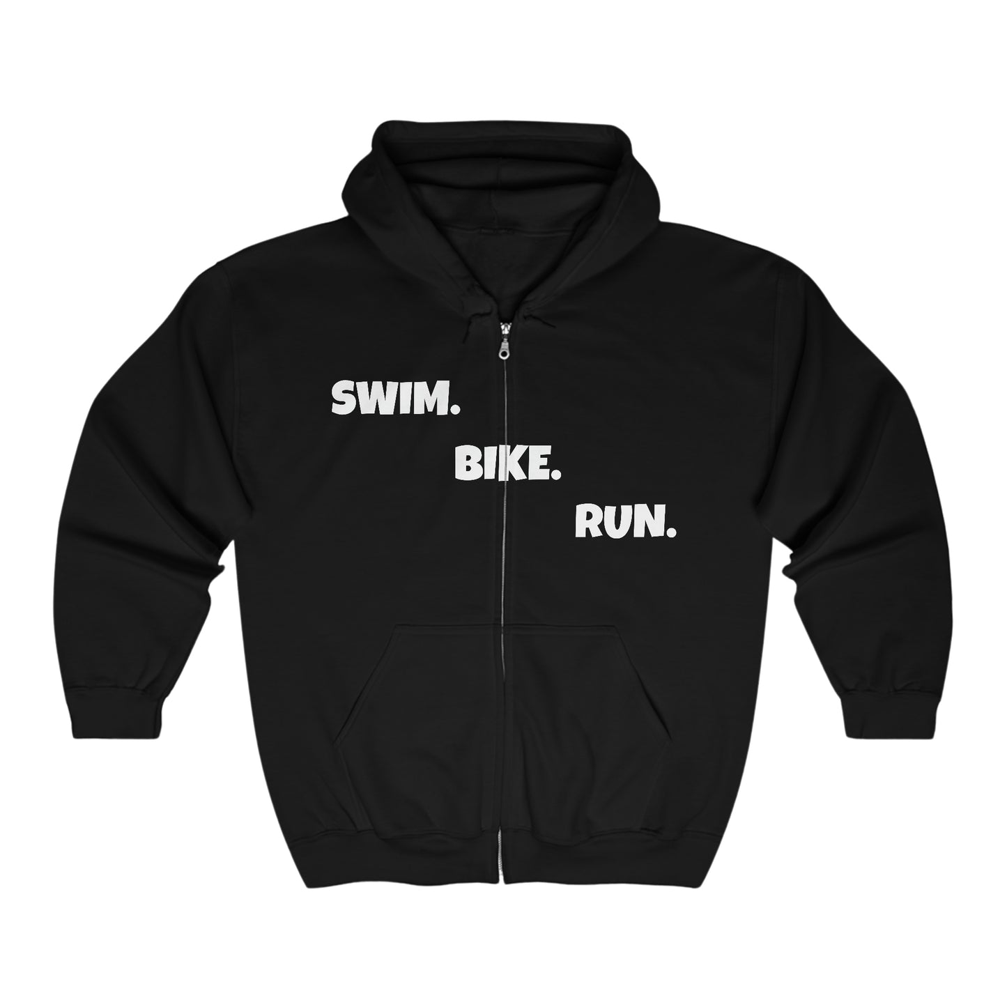 Swim, Bike, Run Triathlon Multisport Sweatshirt Hoodie | Comfy Zip-Up Classic Fit