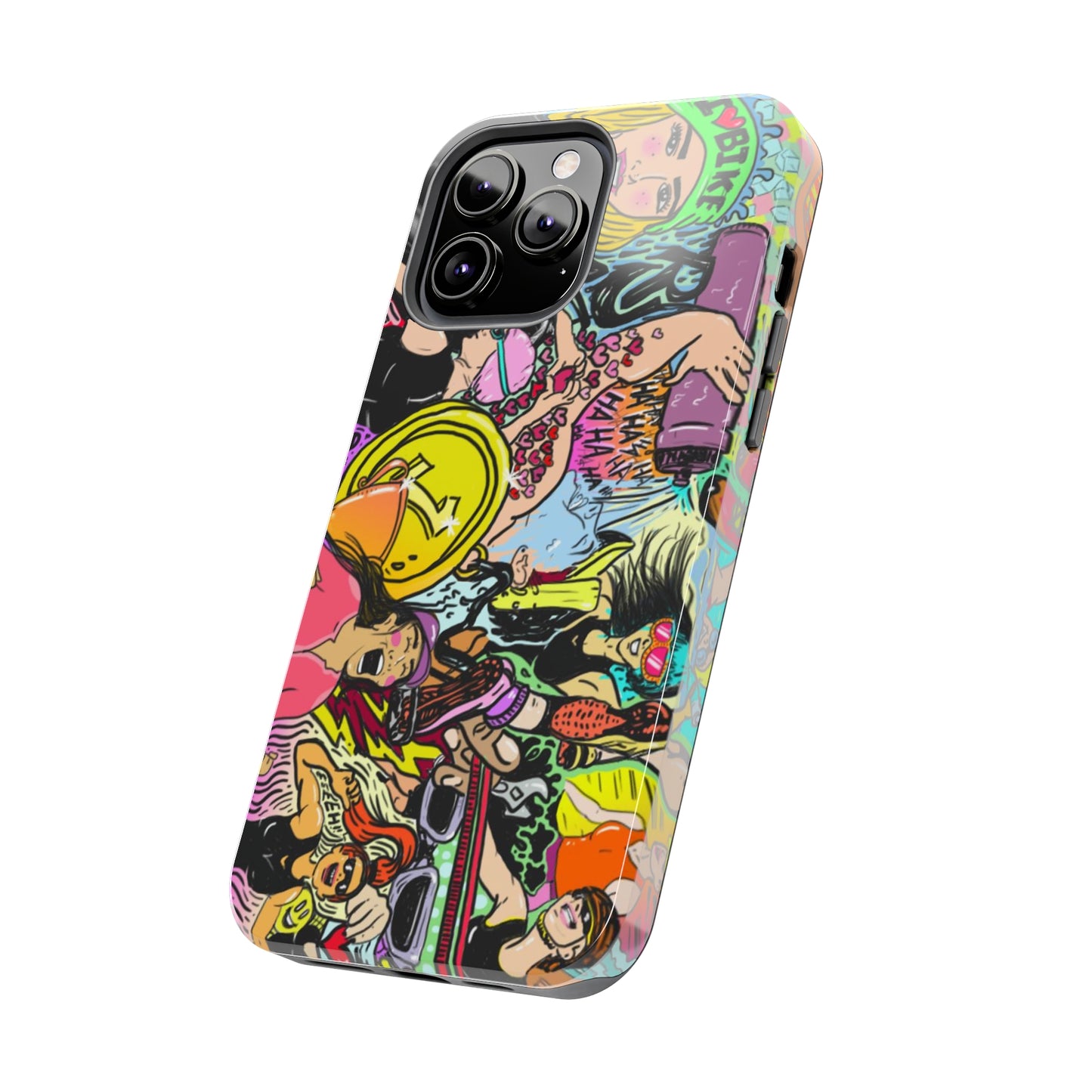 Colorful Graffiti Triathlon iPhone Case | Badass Women Triathletes | Impact-Resistant & Wireless Charging