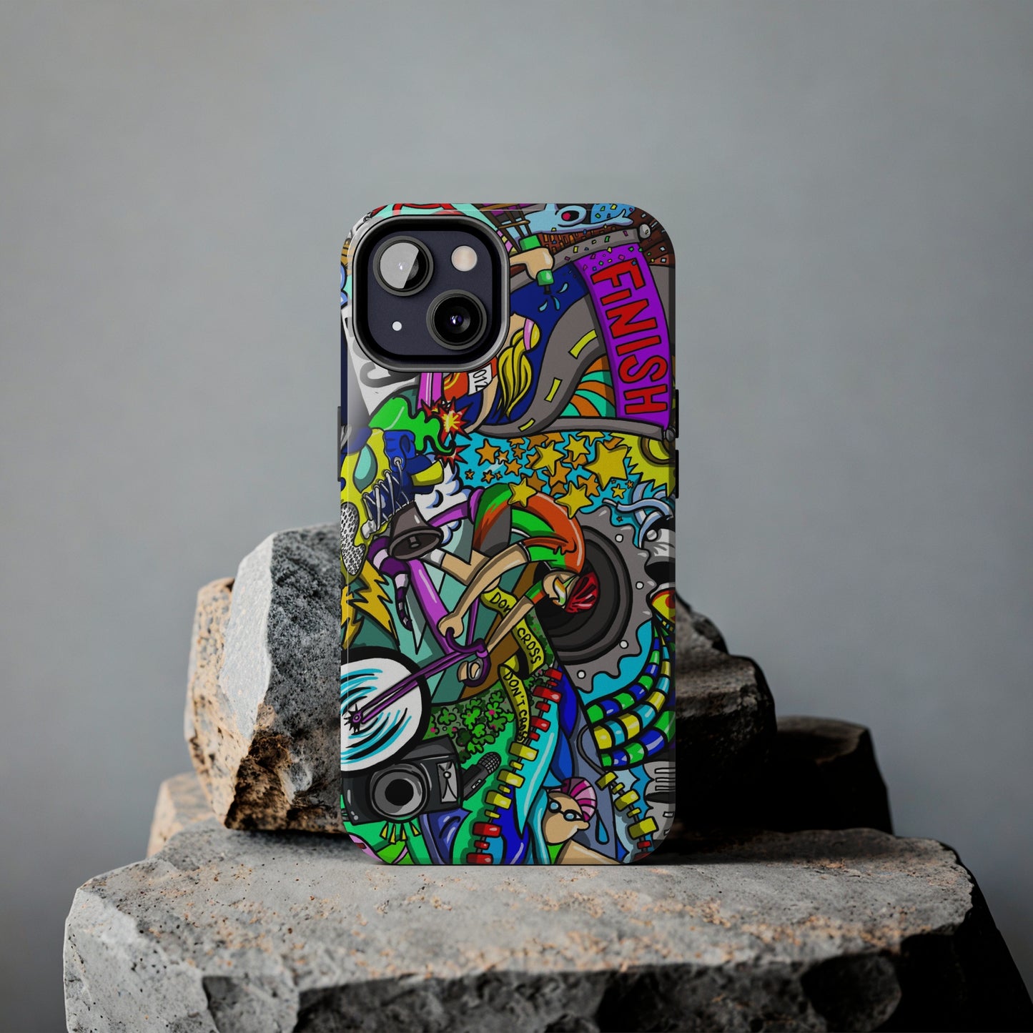 Colorful Triathlete Mural iPhone Case | Swim, Bike, Run Art | Lightweight & Impact-Resistant