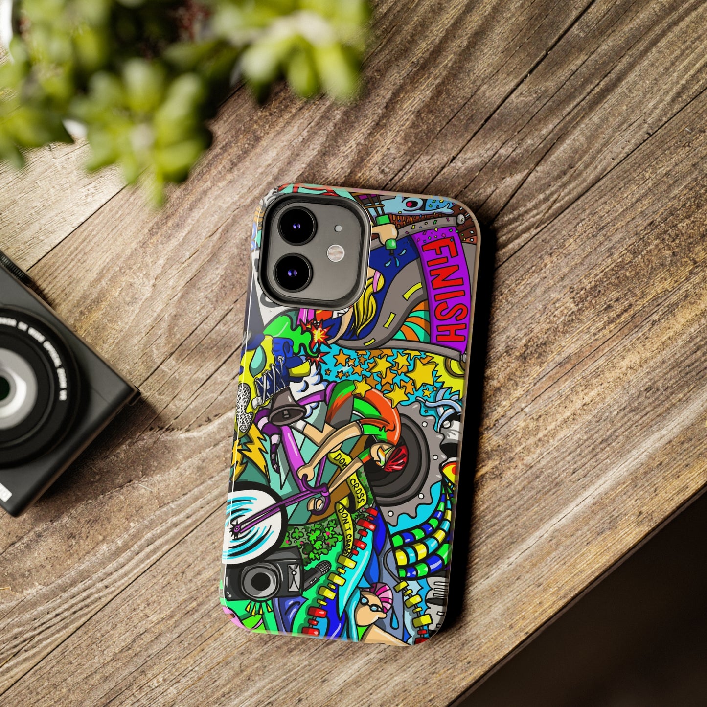 Colorful Triathlete Mural iPhone Case | Swim, Bike, Run Art | Lightweight & Impact-Resistant