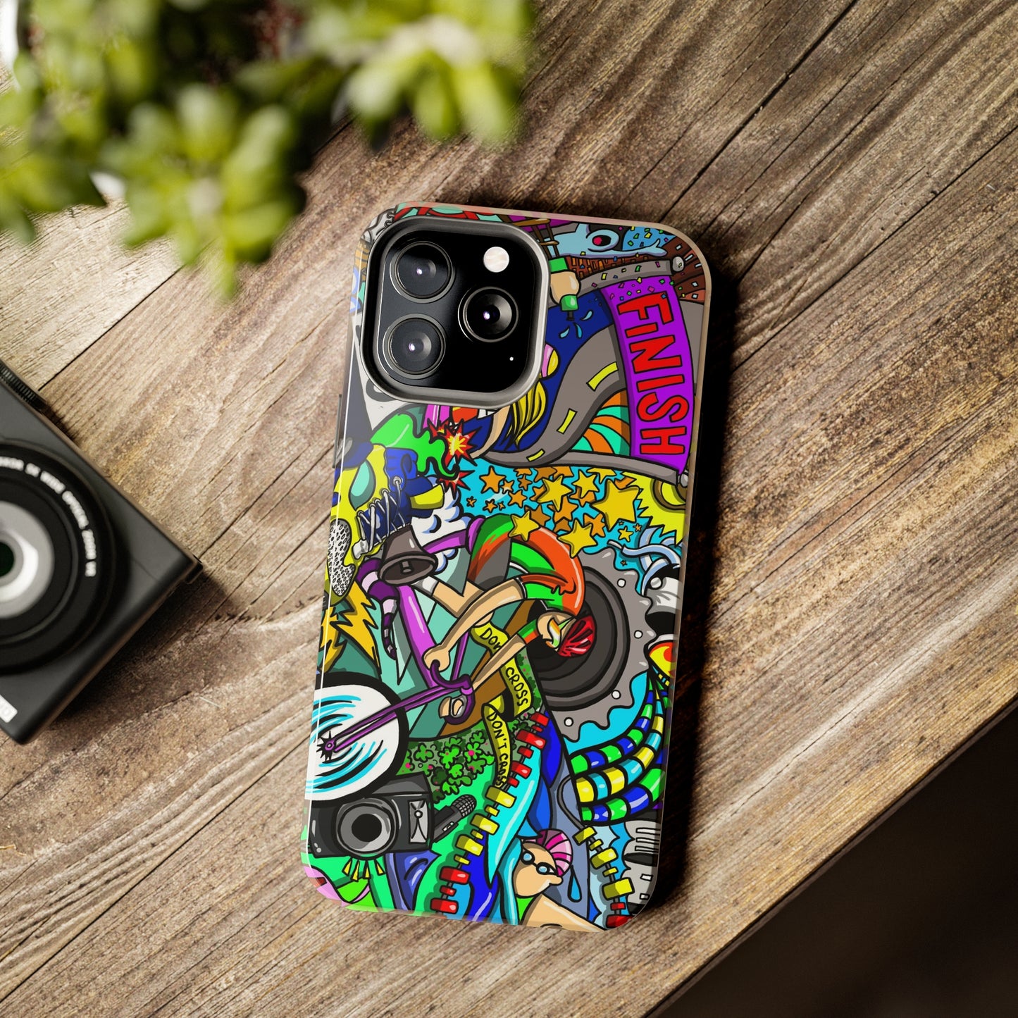 Colorful Triathlete Mural iPhone Case | Swim, Bike, Run Art | Lightweight & Impact-Resistant