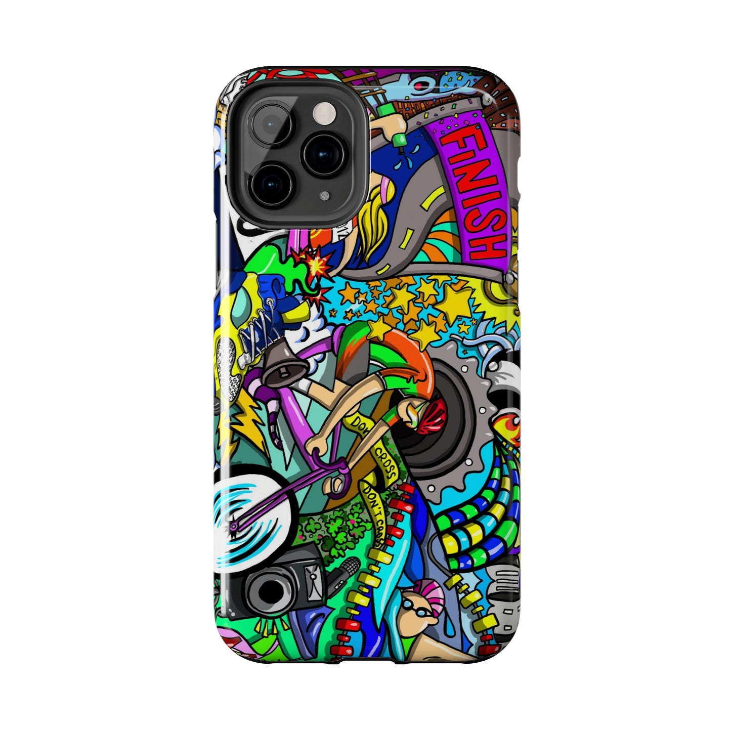 Colorful Triathlete Mural iPhone Case | Swim, Bike, Run Art | Lightweight & Impact-Resistant