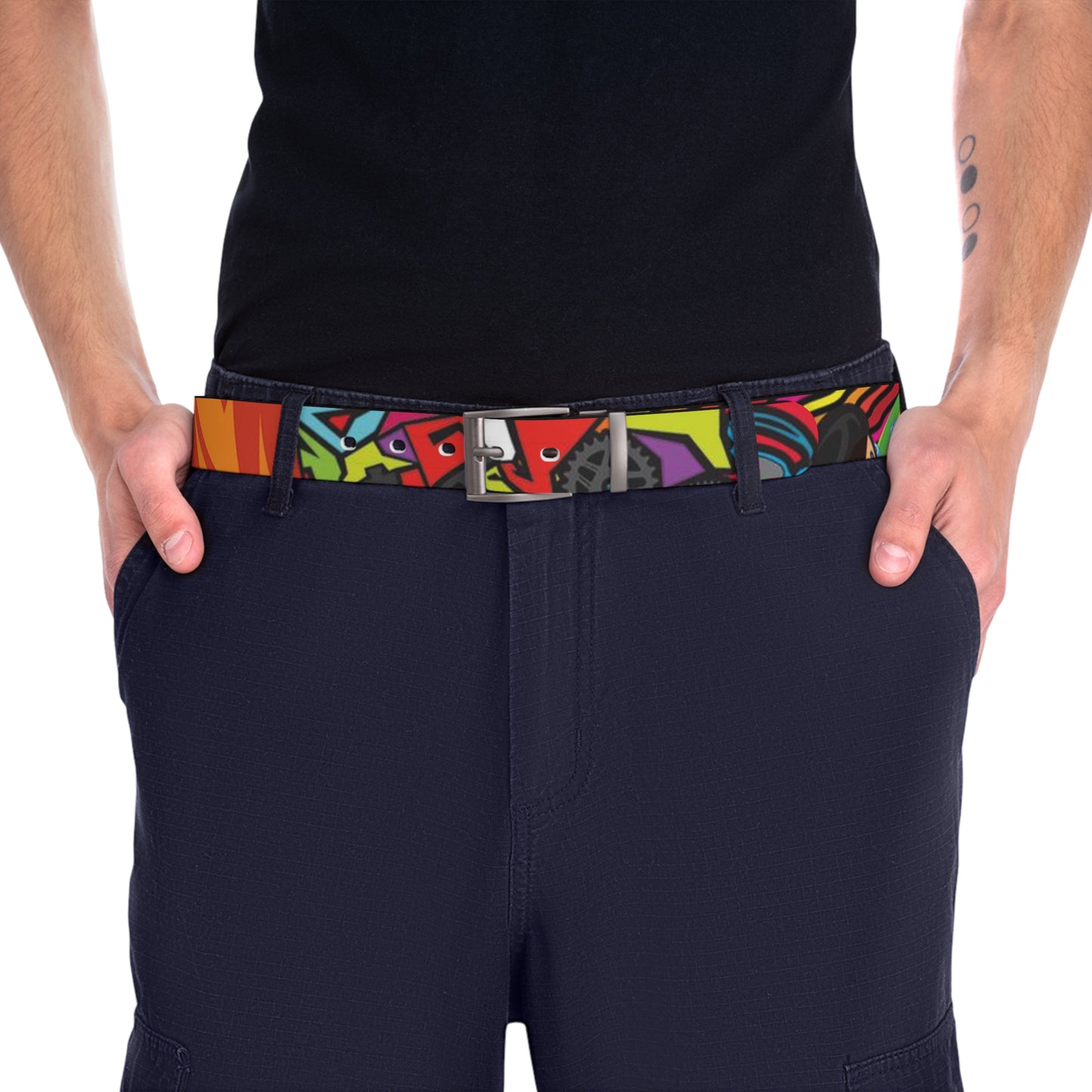 Colorful Geometric Streetwear Belt | Water-Resistant Fashion Accessory