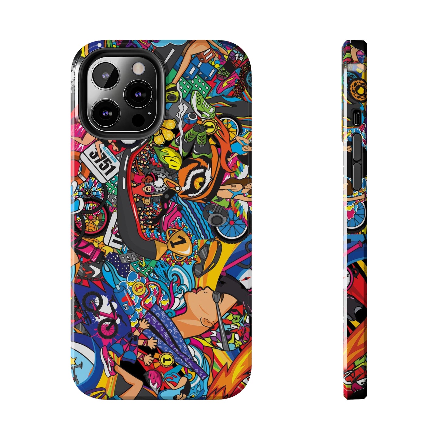 Diverse Women's Triathlete Mural iPhone Case | Swim, Bike, Run Art | Lightweight & Impact-Resistant