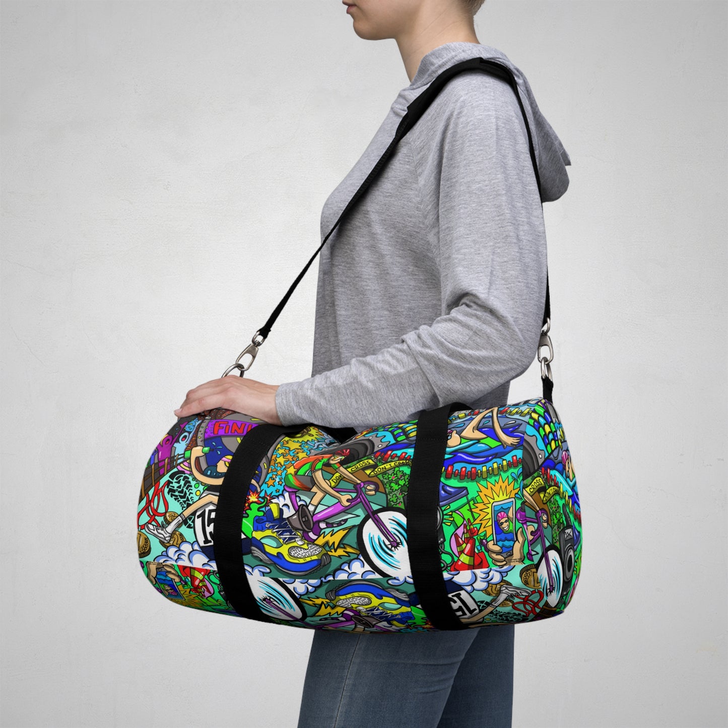 Women's Triathlon Artistic Mural Duffel Bag - Carry Your Passion in Style