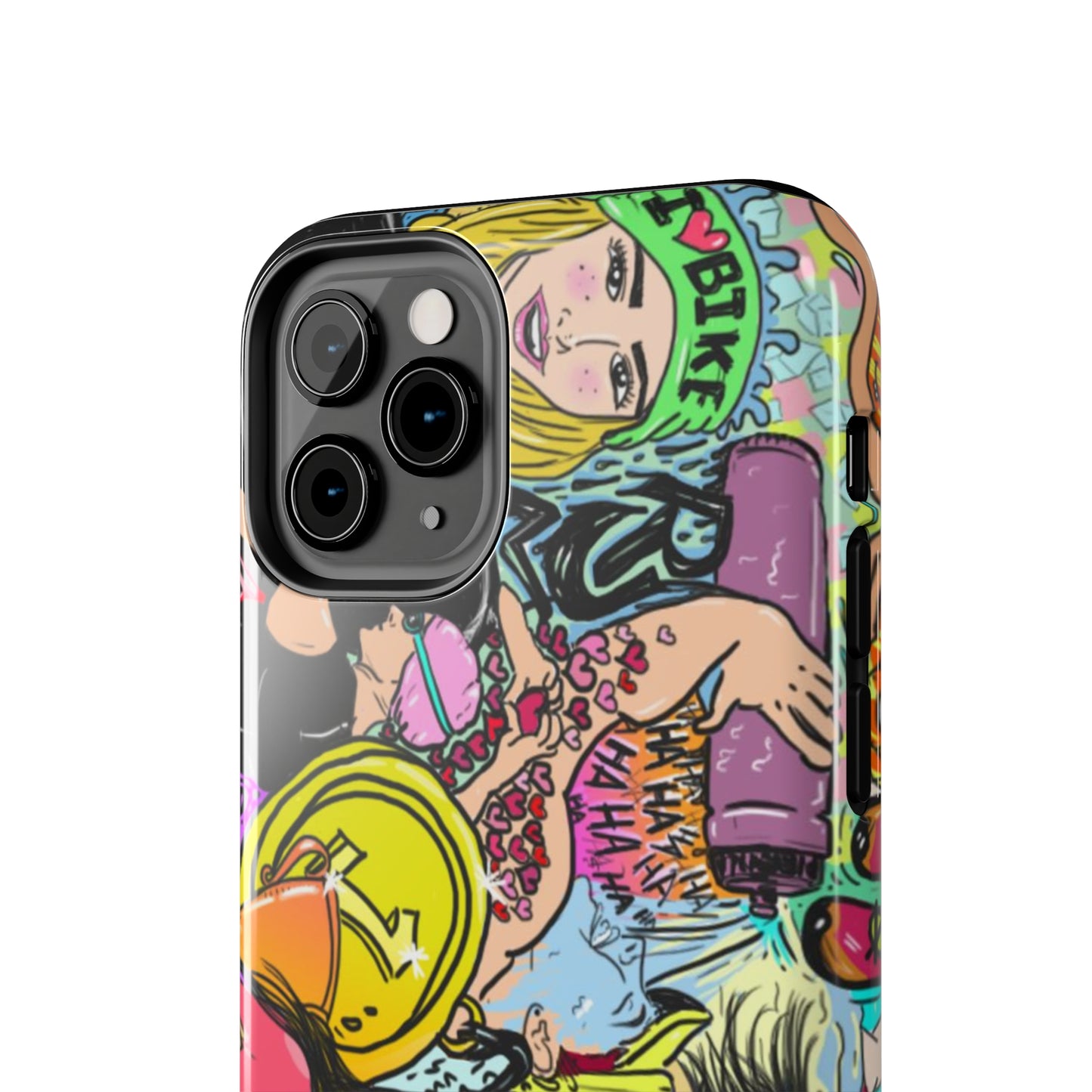 Colorful Graffiti Triathlon iPhone Case | Badass Women Triathletes | Impact-Resistant & Wireless Charging