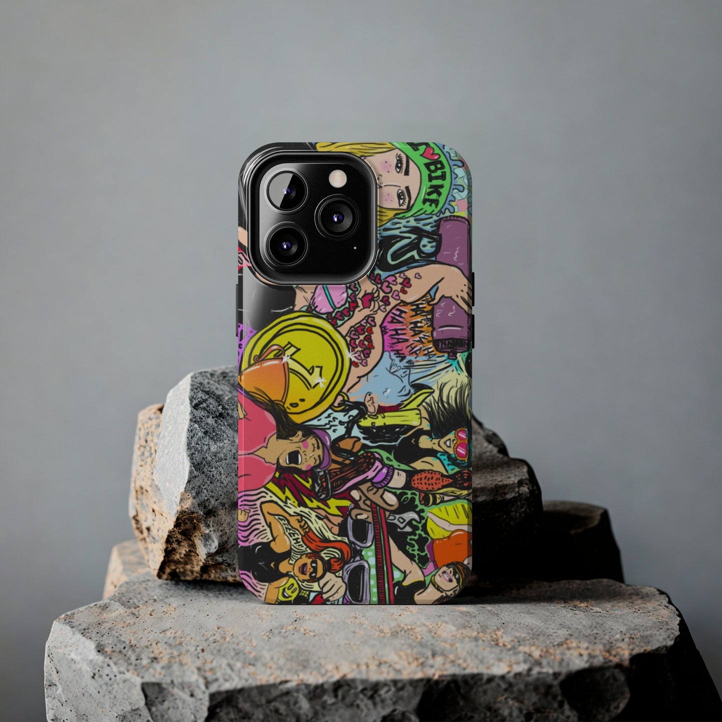 Colorful Graffiti Triathlon iPhone Case | Badass Women Triathletes | Impact-Resistant & Wireless Charging